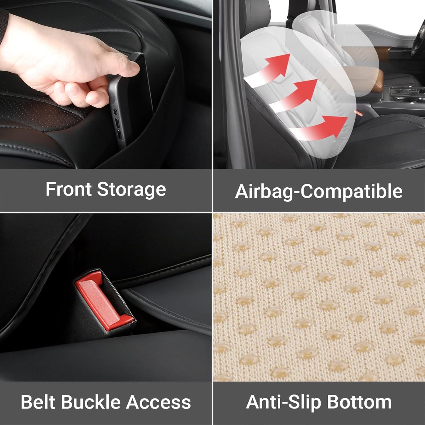 Coverland Custom Car Seat Covers Compatible with Ram 2500 Crew Cab - Premium Leather Non-Slip Memory Foam Waterproof Cover Custom Fit Interior Protector Full Set-Black [See Size Chart-Size X141]