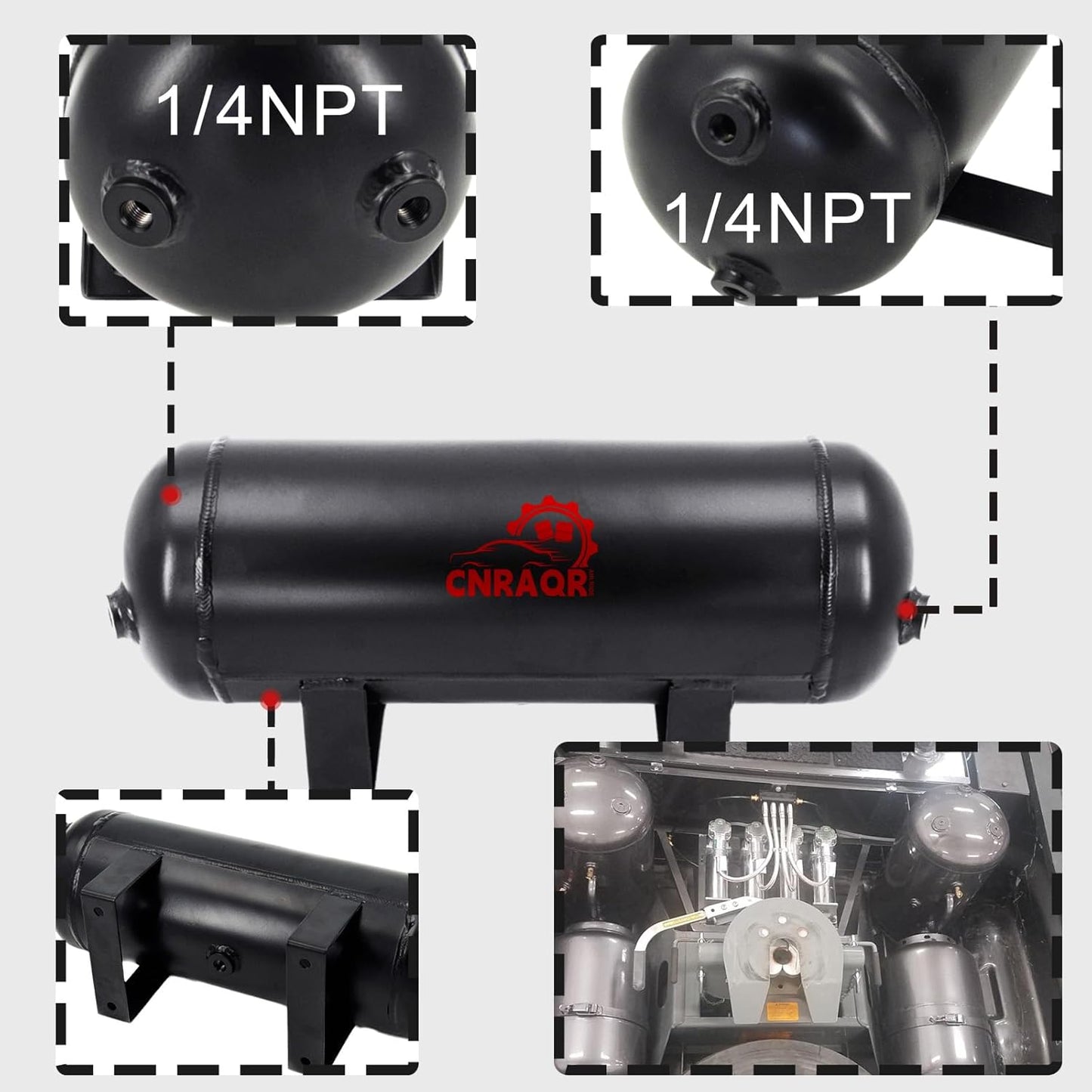 3 Gallon Air Tank with 150PSI Air Compressor 2PCS for Suspension/Air Ride/Bag/Car Train Truck Horn Aluminum 12 Liter Compressed air Storage Tank Onboard System Air Suspension Compressor Kit