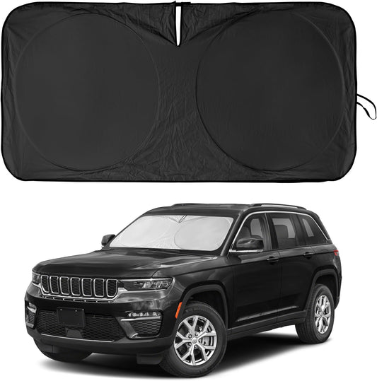 Windshield Sun Shade for Jeep Grand Cherokee SUV 2011-2026 Front Sunshade Car Sun Visor Cover Protector 210T Fold Shade Blocks UV Rays Car Accessories MP Keep Your Cars Interior Cool