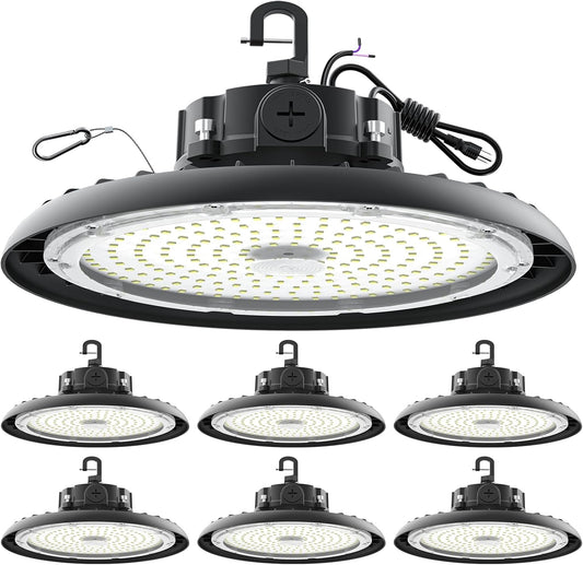 High Bay Lights LED UFO Light 240W LED Shop Lights 6000K IP65 Commercial Bay Lighting Fixture 43200 LM Super Bright, 5ft Cable Plug & Play for Warehouse Factory Garage Workshop Barn 6 Pack