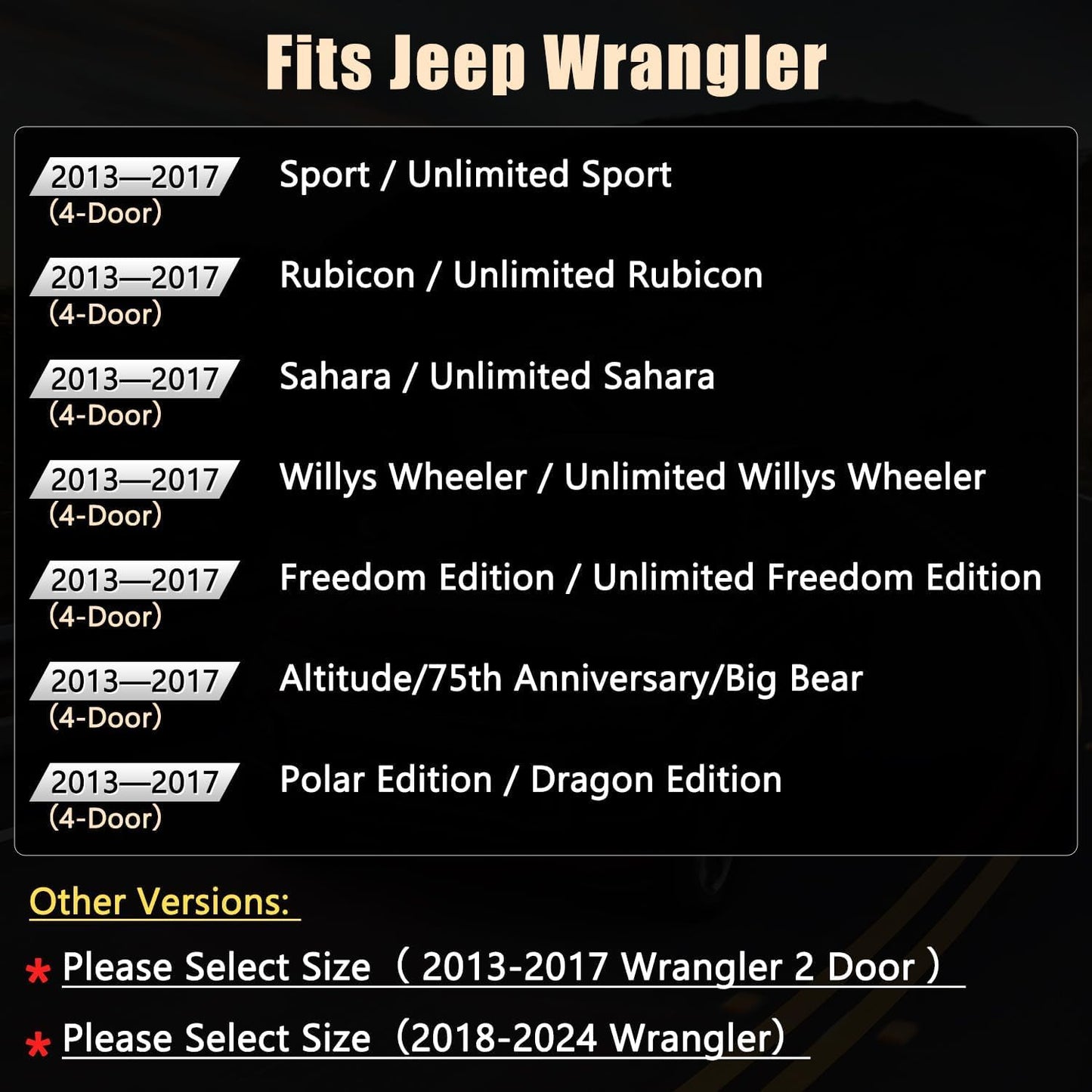 GIANT PANDA Customized Full Set Car Seat Covers for Jeep Wrangler 4 Door JK Sahara Sport Rubicon Unlimited Willys Wheeler Altitude 2013 2014 2015 2016 2017, Faux Leather - (Black+Blue)