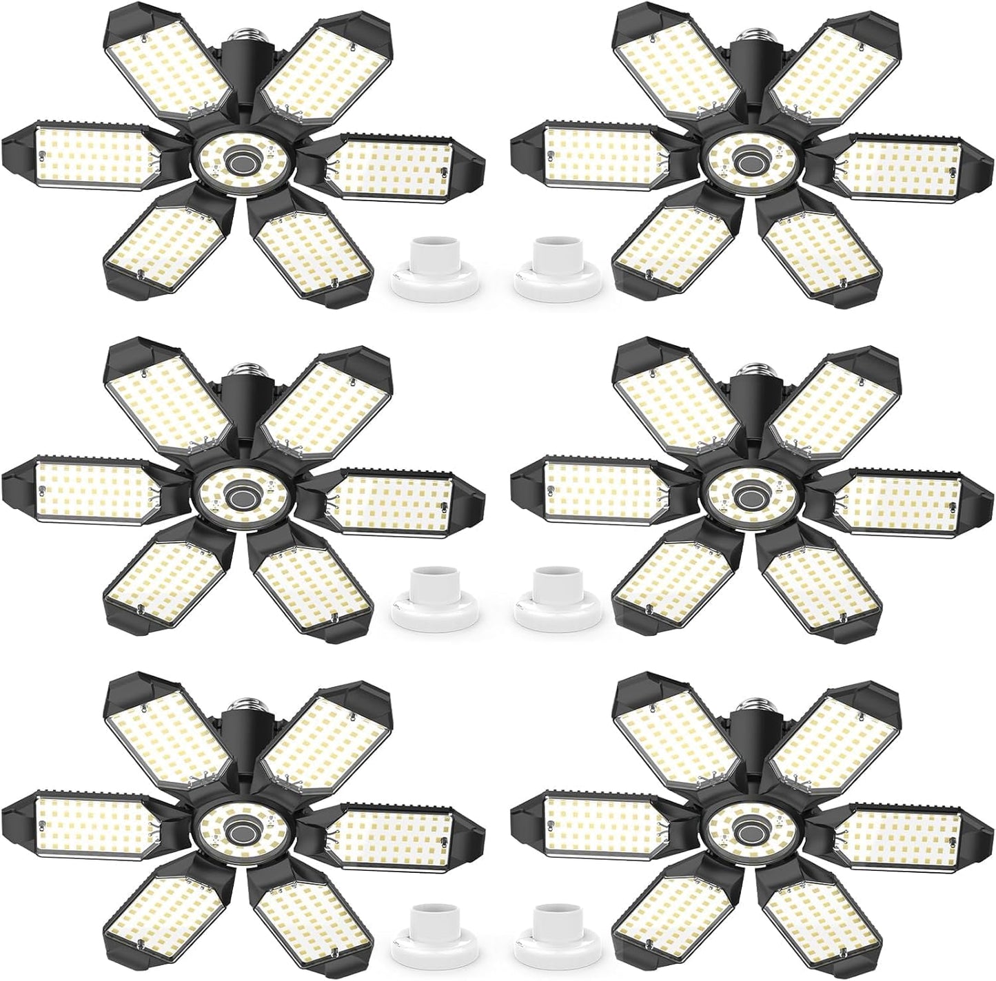 6 Pack 220W Garage Light Ceiling Led Deformable LED Shop Lights for Workshop E26 E27 Screw in Garage