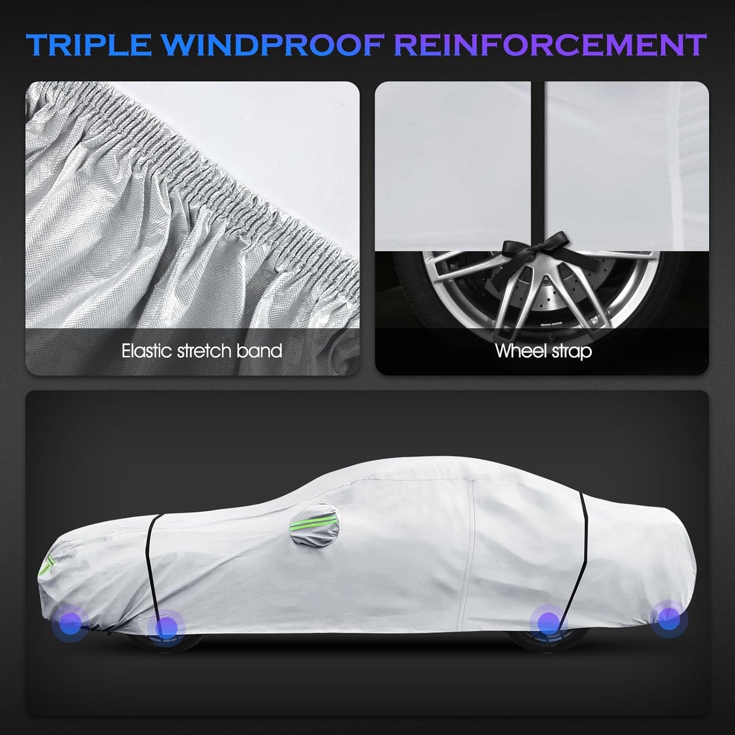 Car Cover Custom Fit for Ford Mustang 1994-2025,Chevy Camaro 2010-2025,6 Layers Truck Cover Waterproof All Weather for Automobiles,Outdoor Full Exterior Cover,Rain, Sun, Wind Protection,Silver