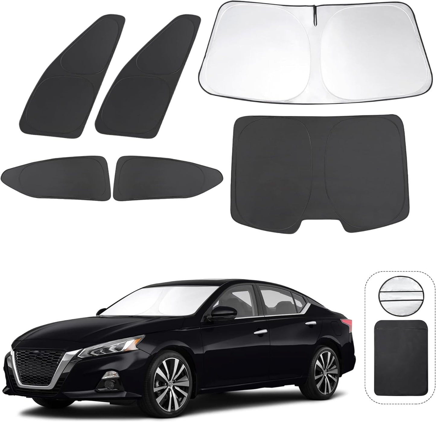TINGLU 6PCS Window Shades for Nissan Altima 2019-2024 2025 Accessories Car Side Full Windows Cover Camping Rear Triangular Windshield Sun Shade Sun UV Rays Privacy Protection