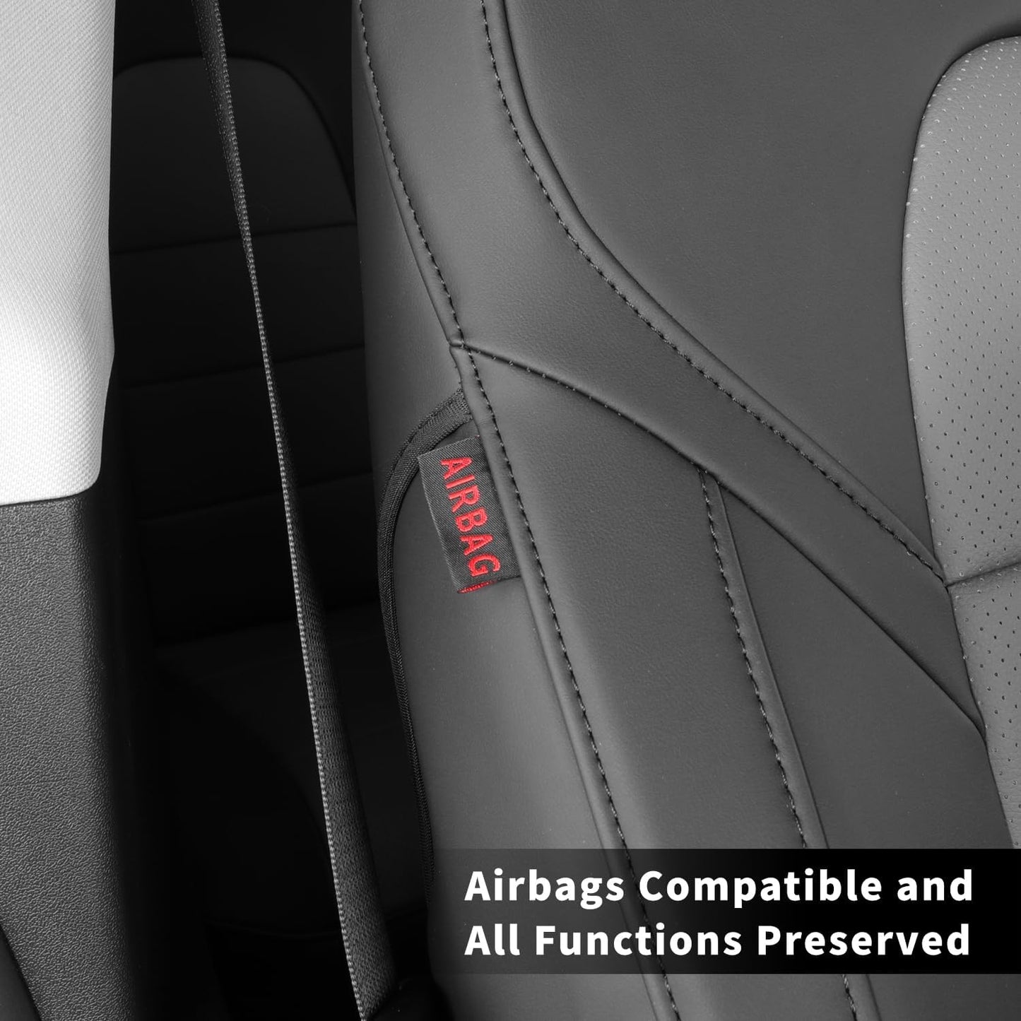 Coverdream CRV Leather Seat Covers Custom Fit for 2023-2025 2026 Honda CR-V LX,EX,EX-L,Sport Series,Hybrid,Trailsport,Fully Covered,Airbag Compatible Waterproof Car Seat Protector(Full Set,Black/Gray)