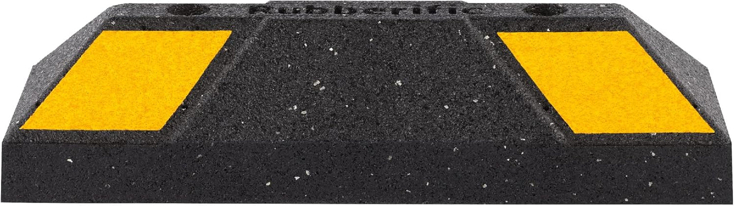 Rubberific Heavy Duty Rubber Parking Stop Durable Easy to Install Reflective Parking Curb Garage Car Stopper for Indoor and Outdoor Use (2 Pack)