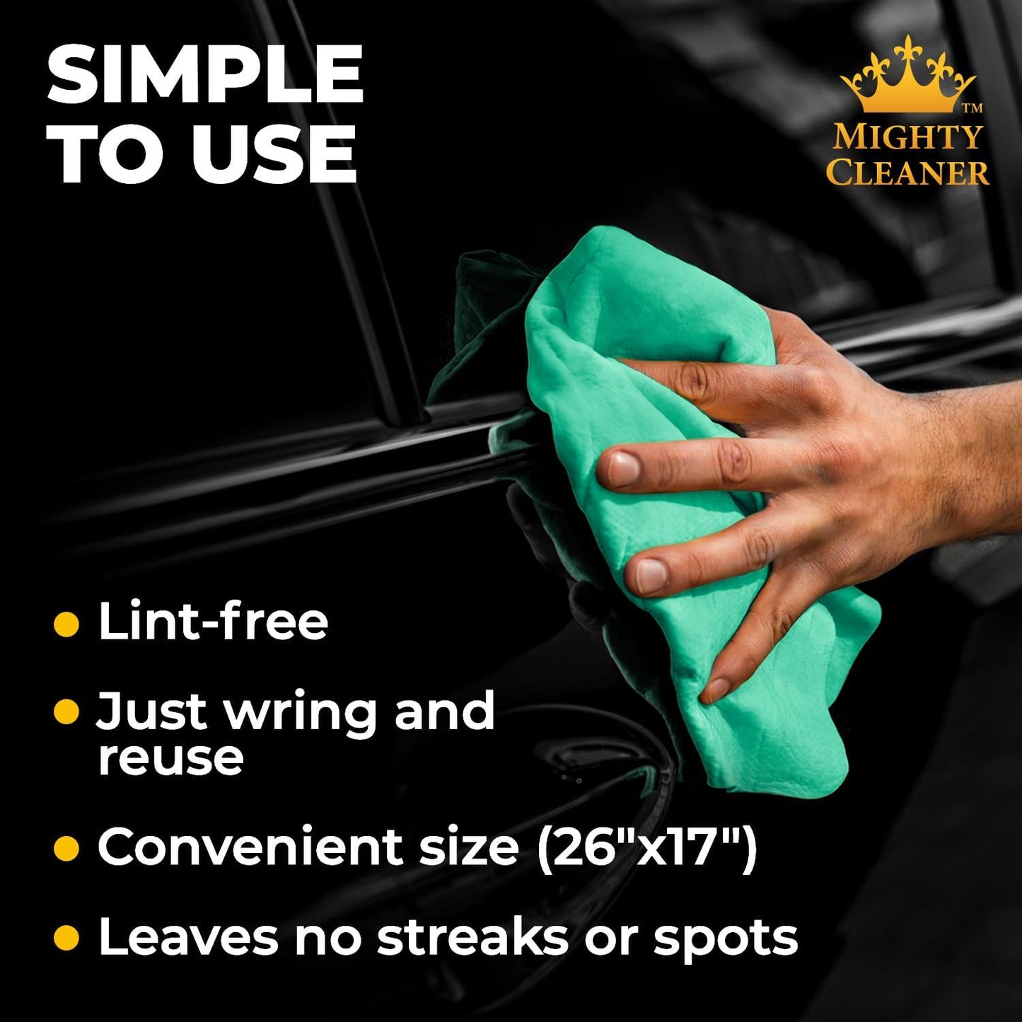 Premium 2pk +1 Free Shammy Cloth for Car Drying - 26"x17" - Super Absorbent Chamois Towel for Car - Scratch-Free, Reusable & Soft