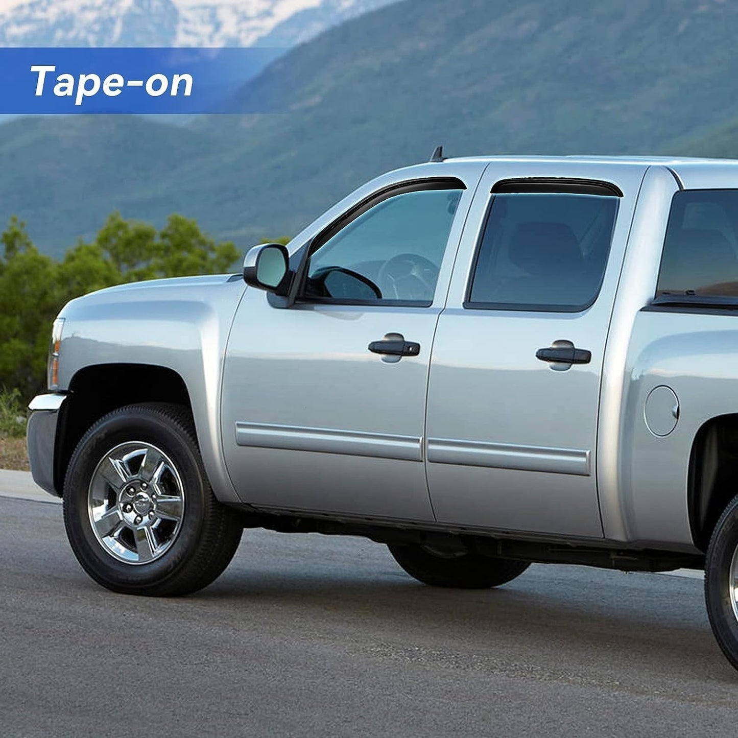 Window Visors Rain Guards for 2007-2013 Chevy Silverado/GMC Sierra 1500/Avalanche Crew Cab, Window Vent Wind Deflectors Visors Shades for 2007-2014 Silverado/Sierra 2500HD-3500HD/Suburban/Yukon XL