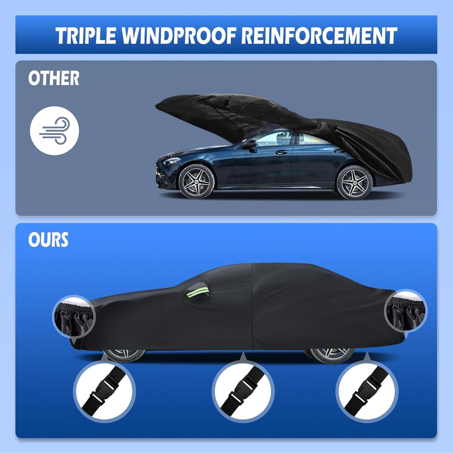 Car Cover Custom Fit for 2008-2025 Mercedes Benz C-Class C300 C350 C400 C450, Migaven Waterproof Full Exterior Cover Sun Rain Protection with Door Zipper and Cotton Lining