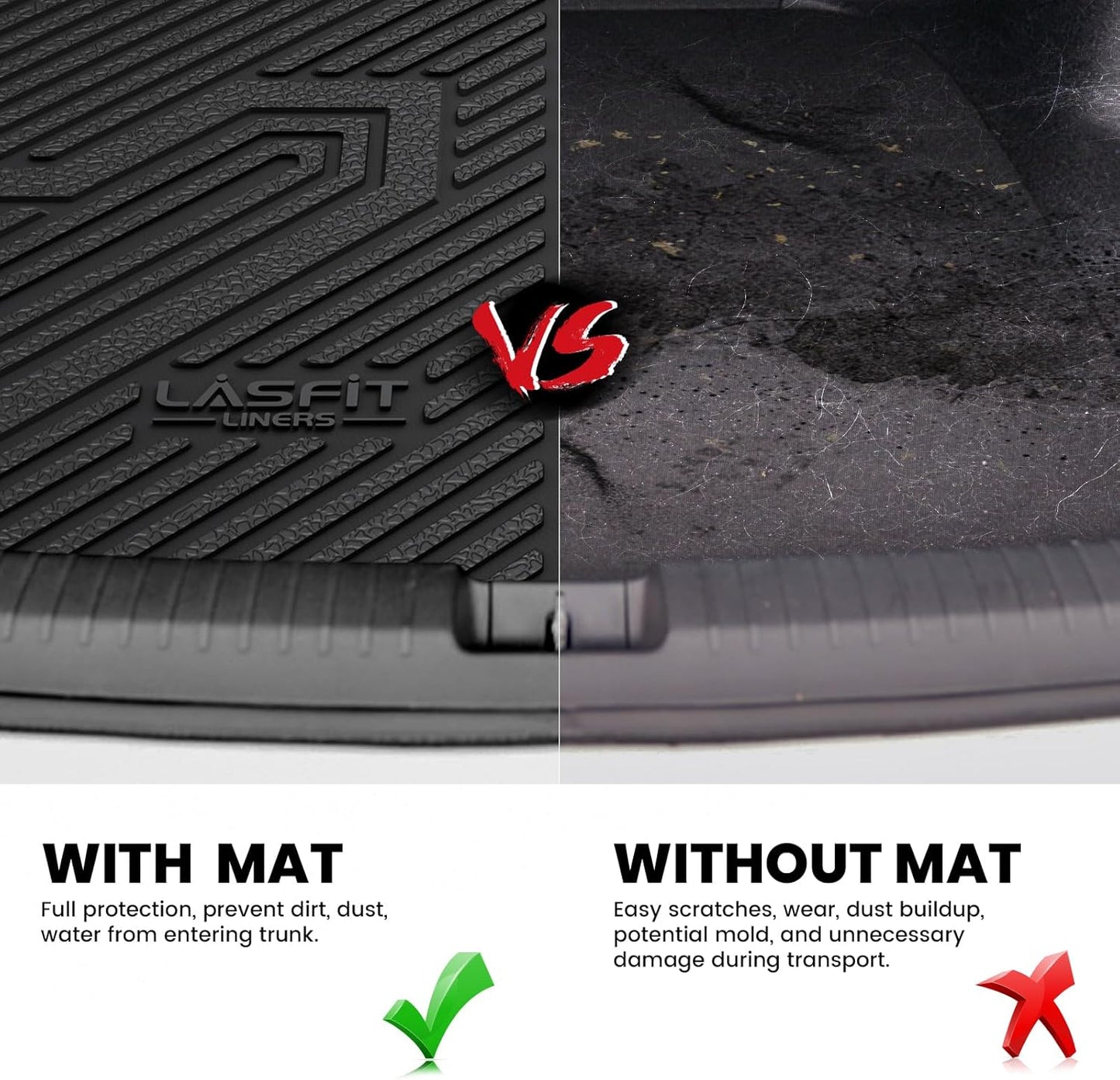 LASFIT Cargo Mat for Jeep Renegade 2015-2023 Upper Position, All Weather TPE Custom Fit Trunk Mat Cargo Liner Trunk Liner, Black