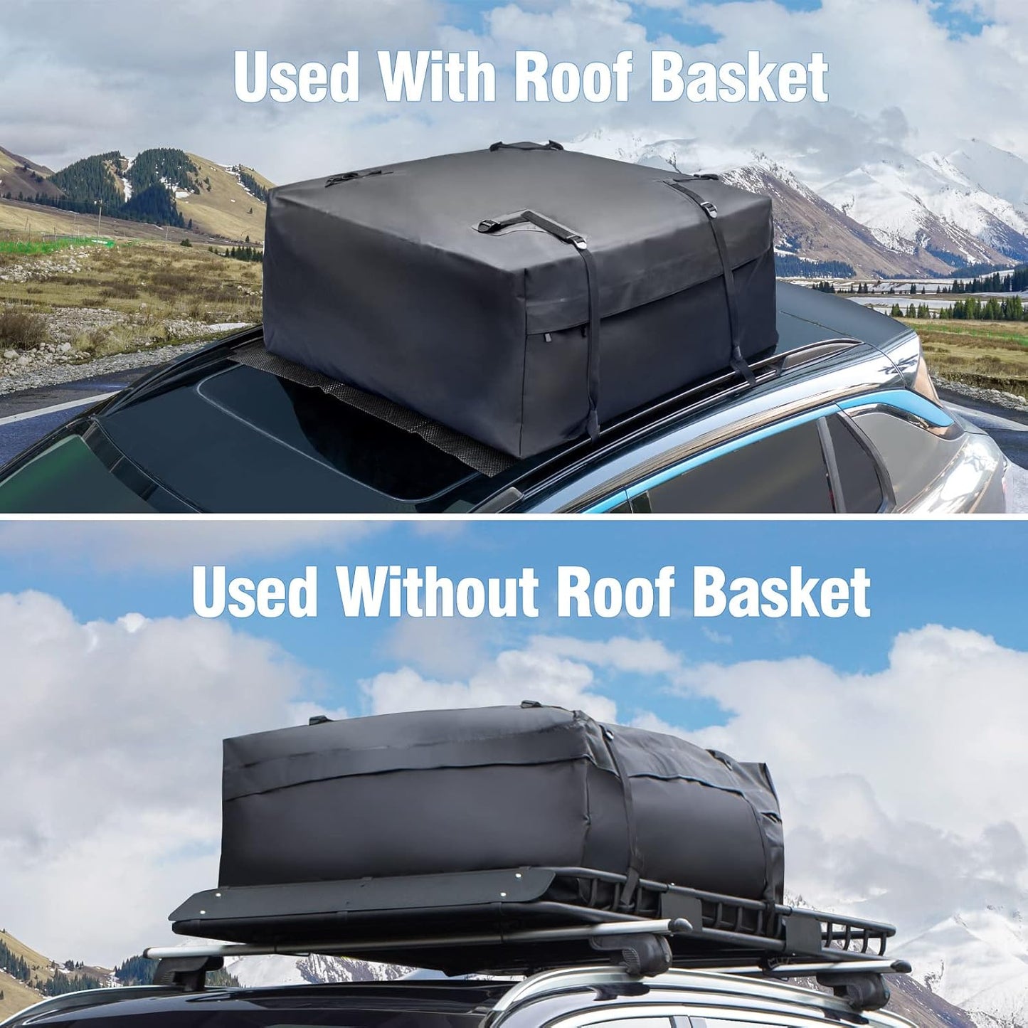 Leader Accessories Roof Rack Cargo Basket Set, Car Top Luggage Holder 64"x 39" + Waterproof Rooftop Cargo Carrier Bag