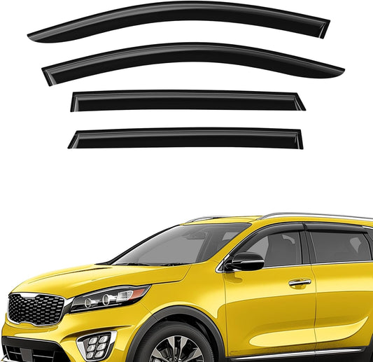 Extra Durable Window Deflectors Tape-On Window Visors Rain Guards Fit for Kia Sorento 2016-2020, Sun Visors, Wind Vent for Shades, Exterior Car Accessories - 4pcs. AG0087