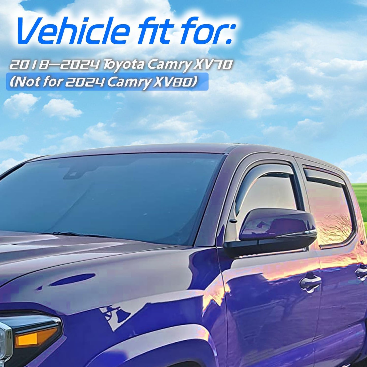 in-Channel Rain Guards for Toyota Camry 2018 2019 2020 2021 2022 2023 2024, Extra Durable Side Window Visors Deflectors, Smoke Tinted Vent Visors Shade Shield for Car Window