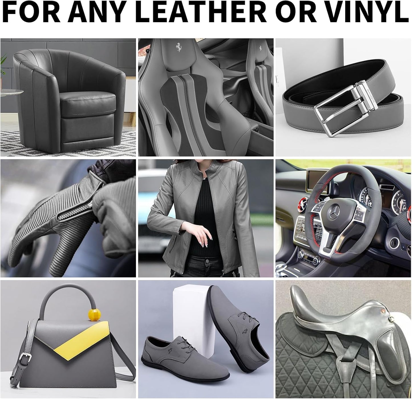 8.5oz Leather Recoloring Balm with 100ml Mink Oil,Dark Gray Leather Repair kit for Furniture and Car Interior,Leather Couch Scratch Repair,Leather Dye Paint,Mink Oil for Leather