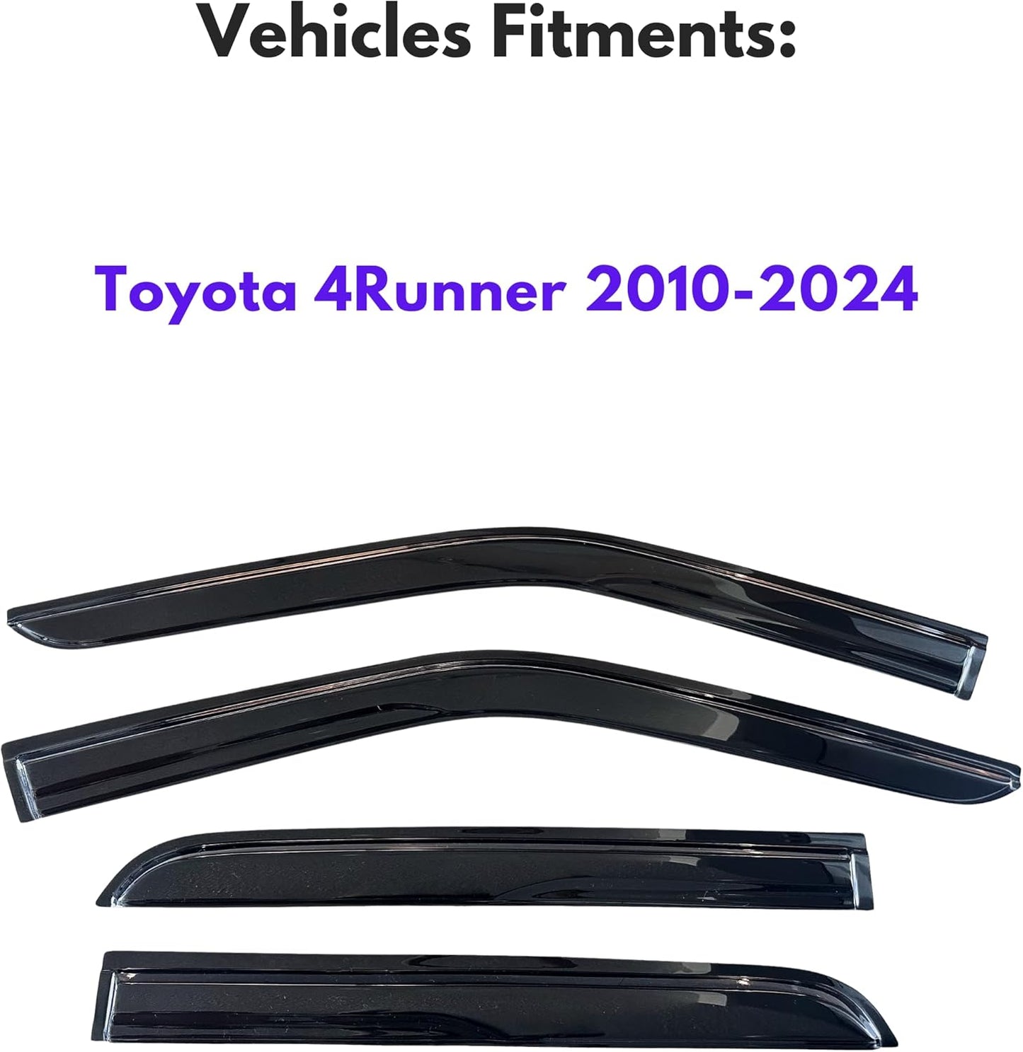 KPY Window Visor Compatible with Toyota 4Runner 2010-2024, 4PC Rain Guard Side Window Vent Deflectors Tape-On Mugen Style, 2010 2011 2012 2013 2014 2015 2016 2017 2018 2019 2020 2021 2022 2023 2024
