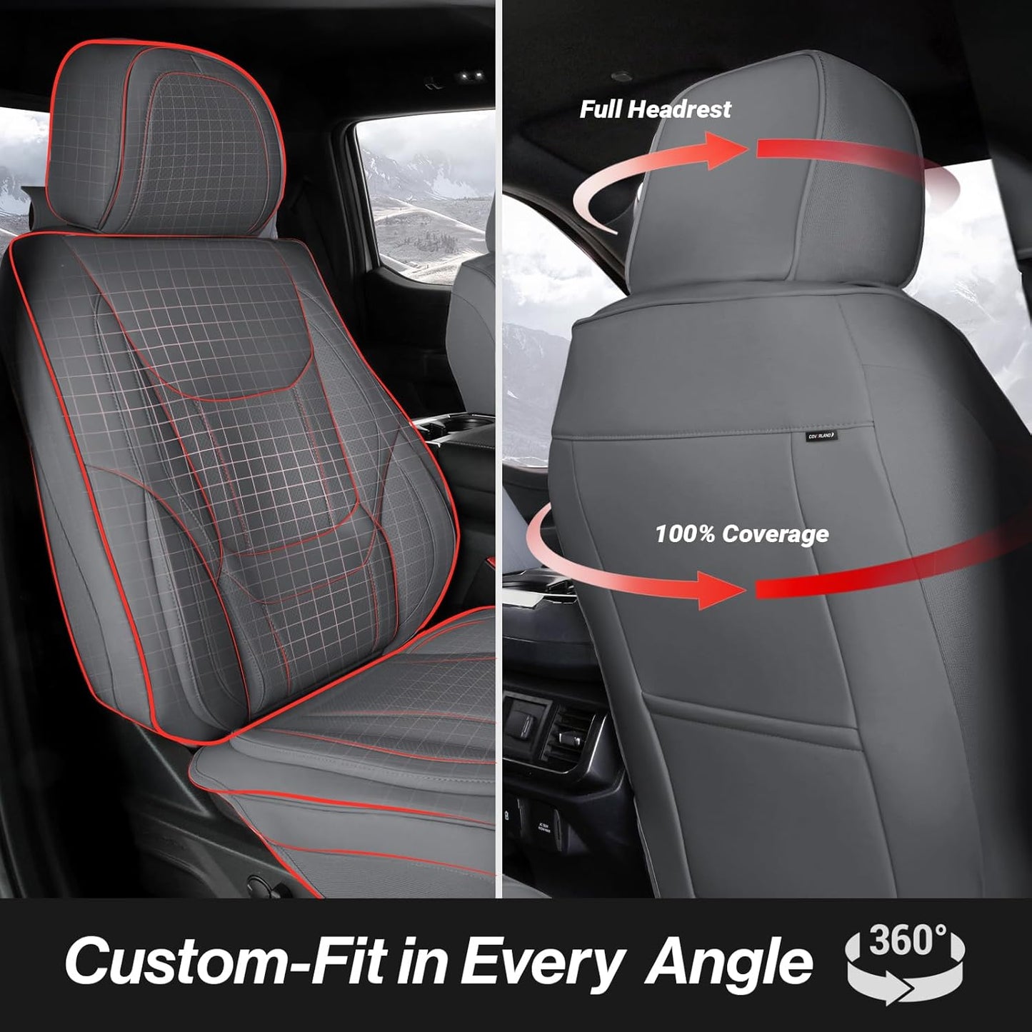 Coverland Custom Car Seat Covers Compatible with 2024-2025 Tacoma Xtra Cab, Double Cab - Premium Leather Non-Slip Waterproof Custom Interior Protector Full Set-Dark Gray [See Size Chart-Size X143]
