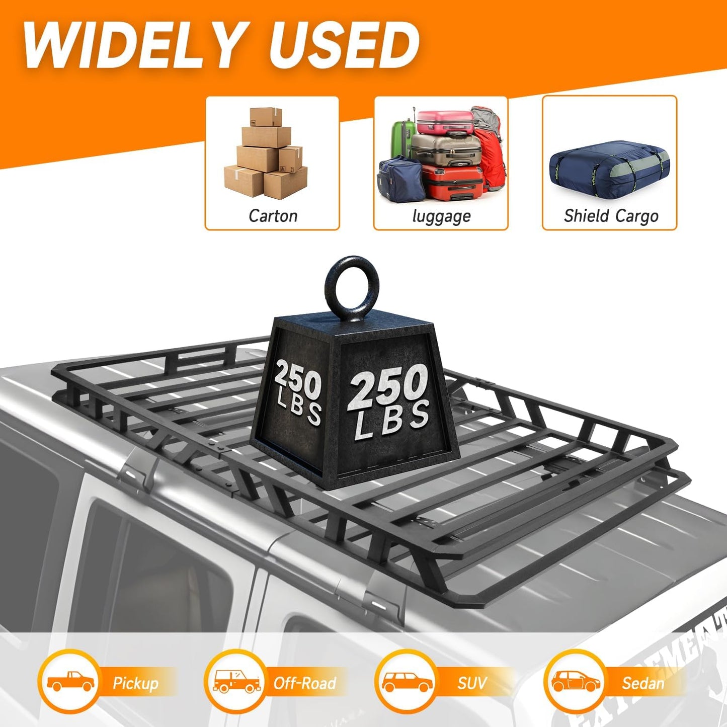 NIHAO 50"x36"x5" Heavy Duty Roof Rack Cargo Carrier, Universal Car Top Luggage Basket for SUV, Truck, RV, Pickup, Holds Up to 250 Lbs
