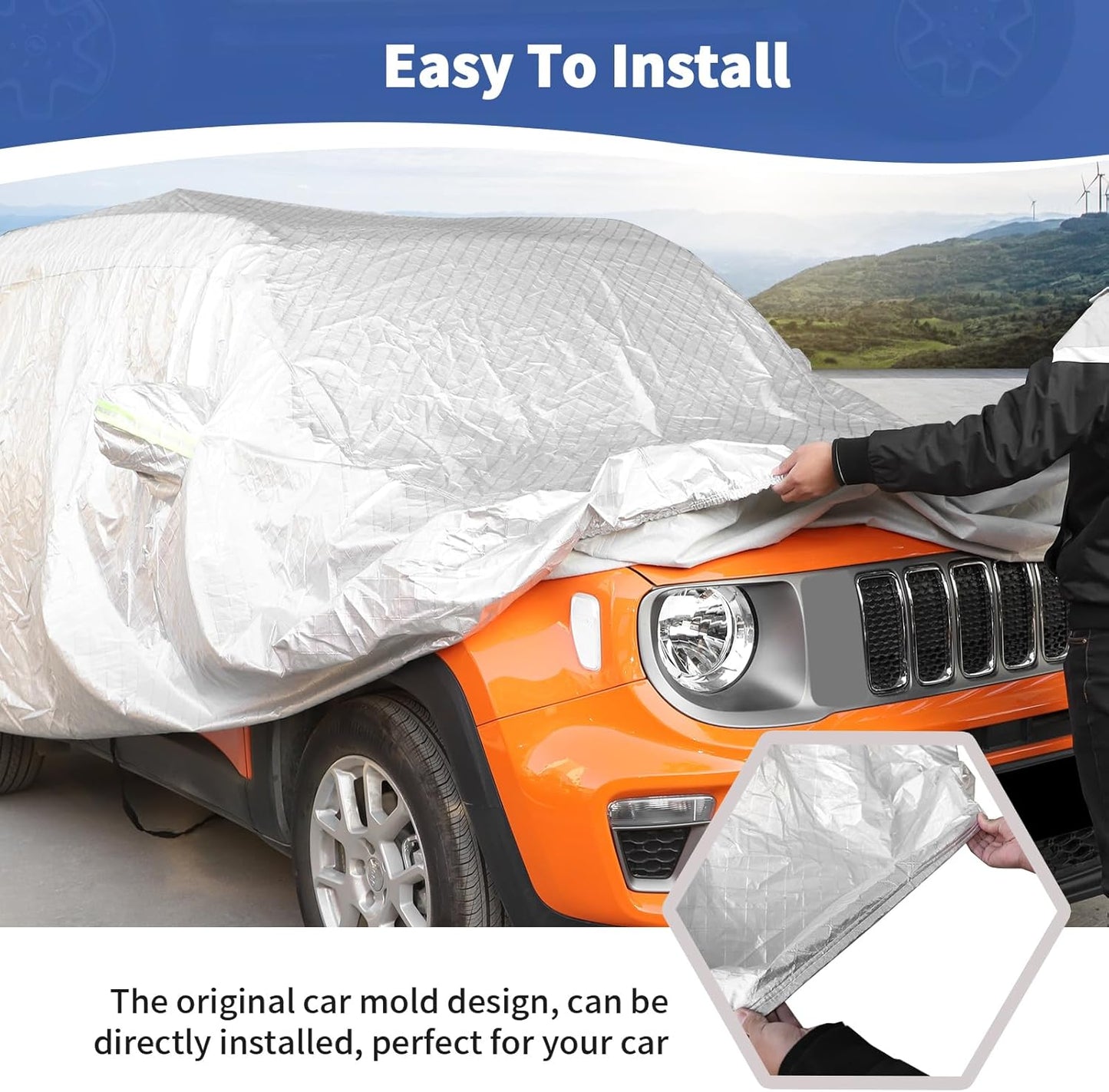 RT-TCZ for Renegade Car Cover Weatherproof Covers for Jeep Renegade 2015 2016 2017 2018 2019 2020 2021 2022 2023 up