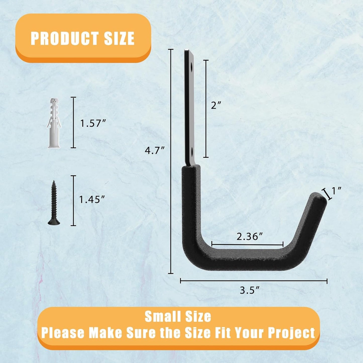 Heavy Duty Utility Hooks - Wall Mount, Hose Holder, Bike & Ladder Hooks, Chainsaw & Leaf Blower Hanger - 8 Small