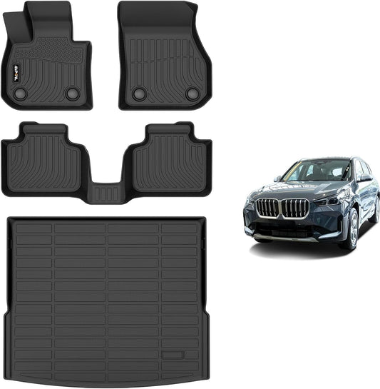 AIPOIL® Floor Mats & Cargo Liner Set for 2023-2025 BMW X1 All Weather Protection TPE Anti-Slip Automotive Full Set Custom Car Mats Accessories - Black