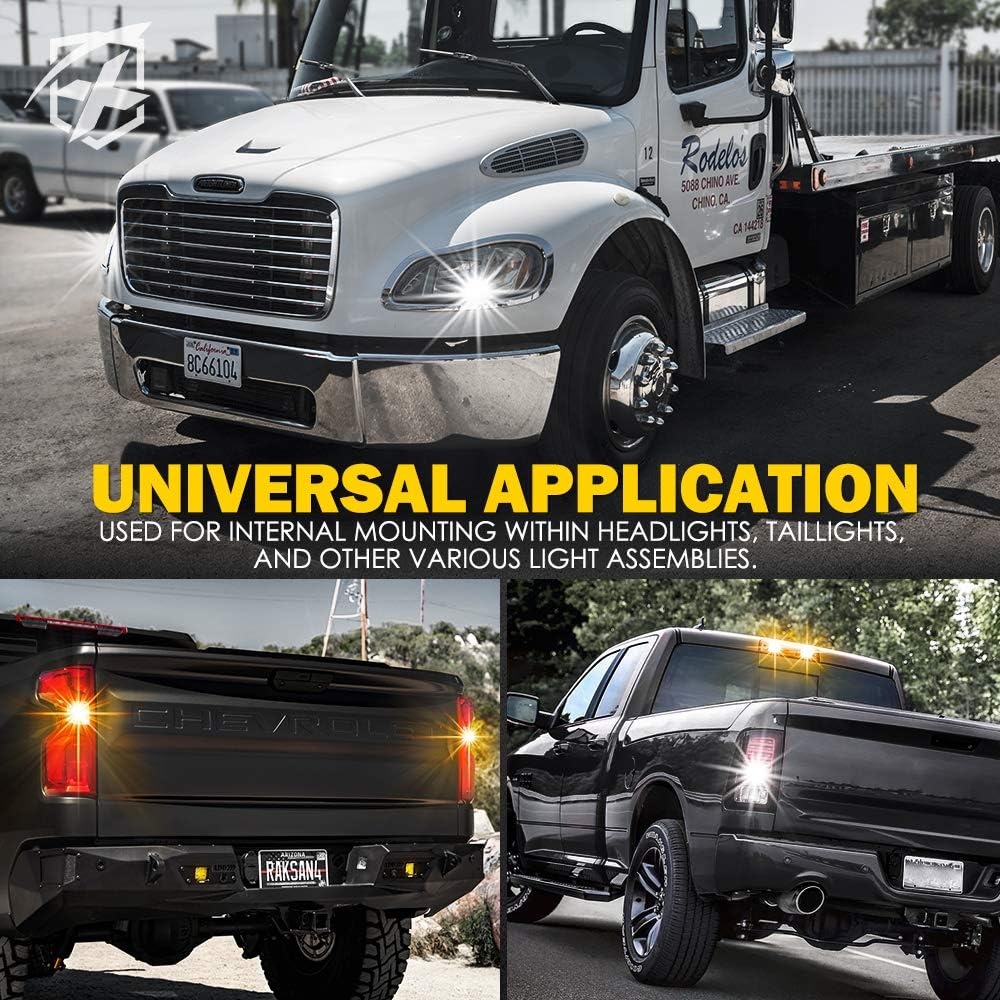 Xprite White Amber LED Hideaway Strobe Lights Kit 20 Flashing Patterns w/Control Panel Headlights Taillights Fog Light Mounting, for Roadside Emergency Vehicles Trucks SUV Vans Cars UTV ATV 8 PCs