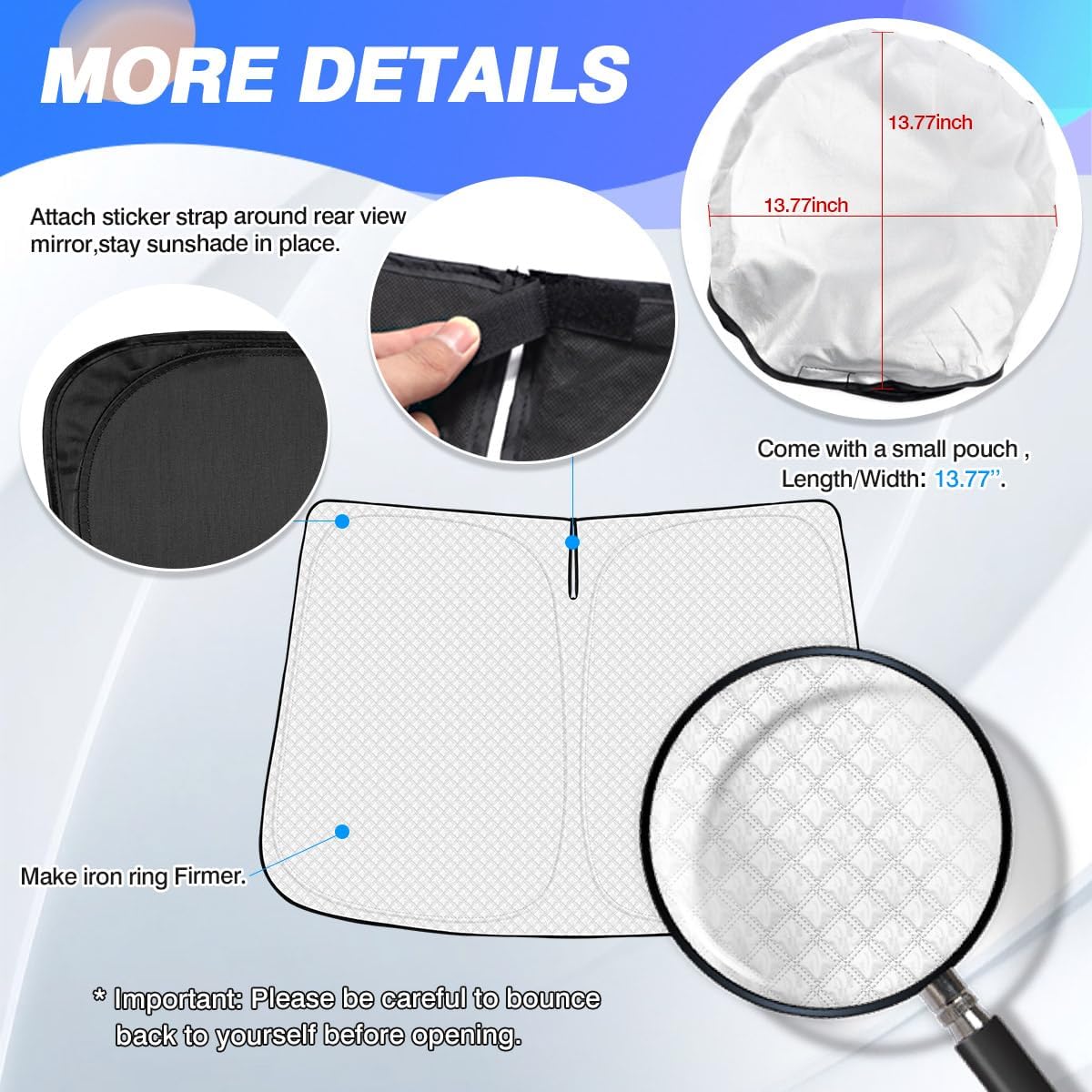 Windshield Sun Shade for 2021-2025 2026 Genesis GV80 Accessories Thicken 6-Layer Front Window Sunshade Cover Sun Visor Protector Foldable Block UV Rays Keep Vehicle Cool