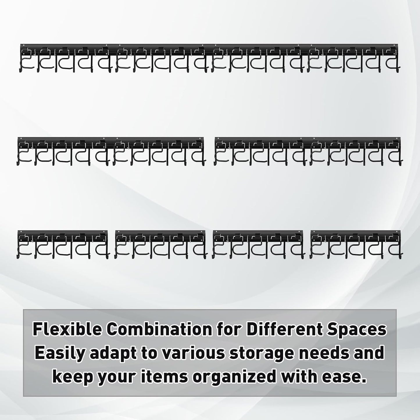 LEYU Metal Garage Tool Organizer Wall Mount, 4 Pack Garden Tool Organizer With Extension Cord Straps, Garage Organization Hooks and Hangers for Shed, Yard Storage, Wall Holder for Hanging Broom Mop