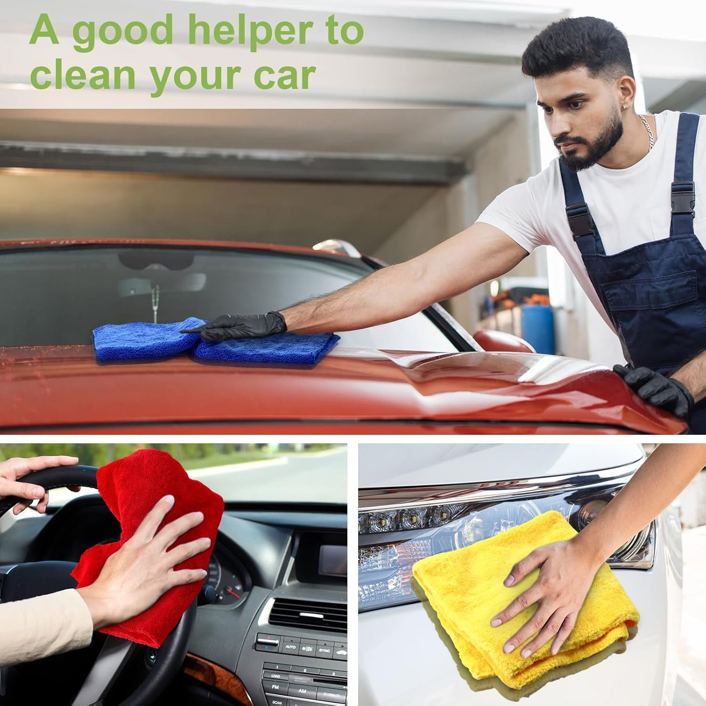 Shimeyao 30 Pcs Edgeless Microfiber Plush Towels for Cars Detailing Drying Wash Polishing Absorbent Cleaning Cloths, 500 GSM, 16 x 16 Inch(Multicolor)