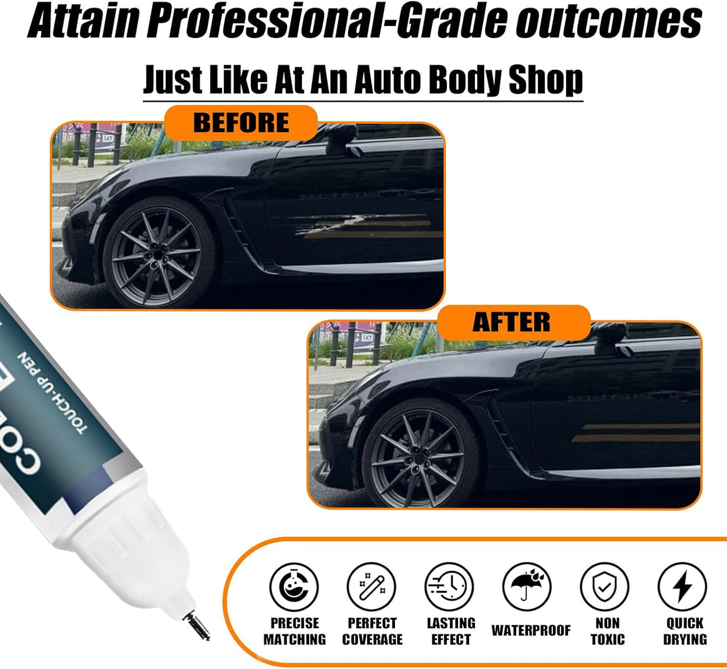 Crystal Black Silicae(D4S) Touch Up Paint Compatible with SUBARU, Car Paint Pen Scratch Repair Two-In-One Touch Up Paint, Premium Car Scratch Remover for Deep Scratches