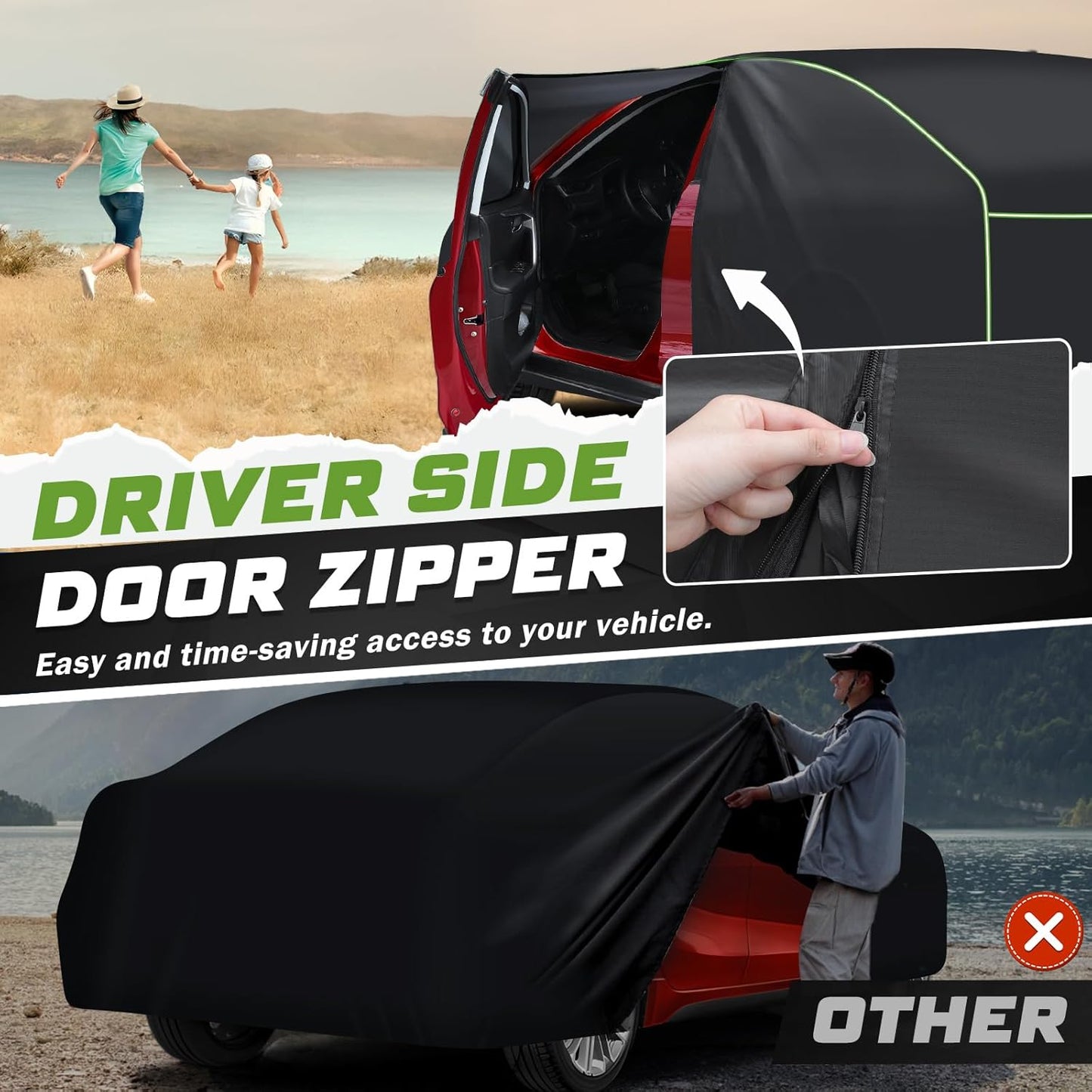 Mixsuper Liner Car Cover for Toyota Corolla 2000-2026, 7 Layers Waterproof Car Cover Accessories for Corolla with Zipper Door, Windproof Straps, Reflective Strips, Anti-UV, All Weather