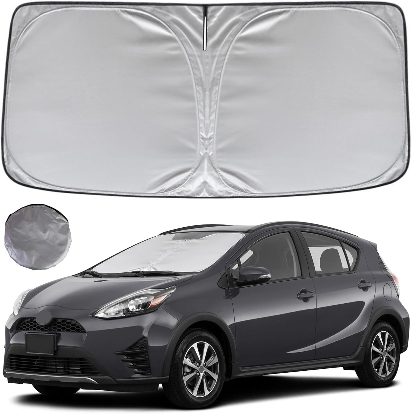 KAYZT Windshield Sun Shade for 2012-2019 Toyota Prius C Foldable Sunshade Front Window Custom Fit Car Accessories