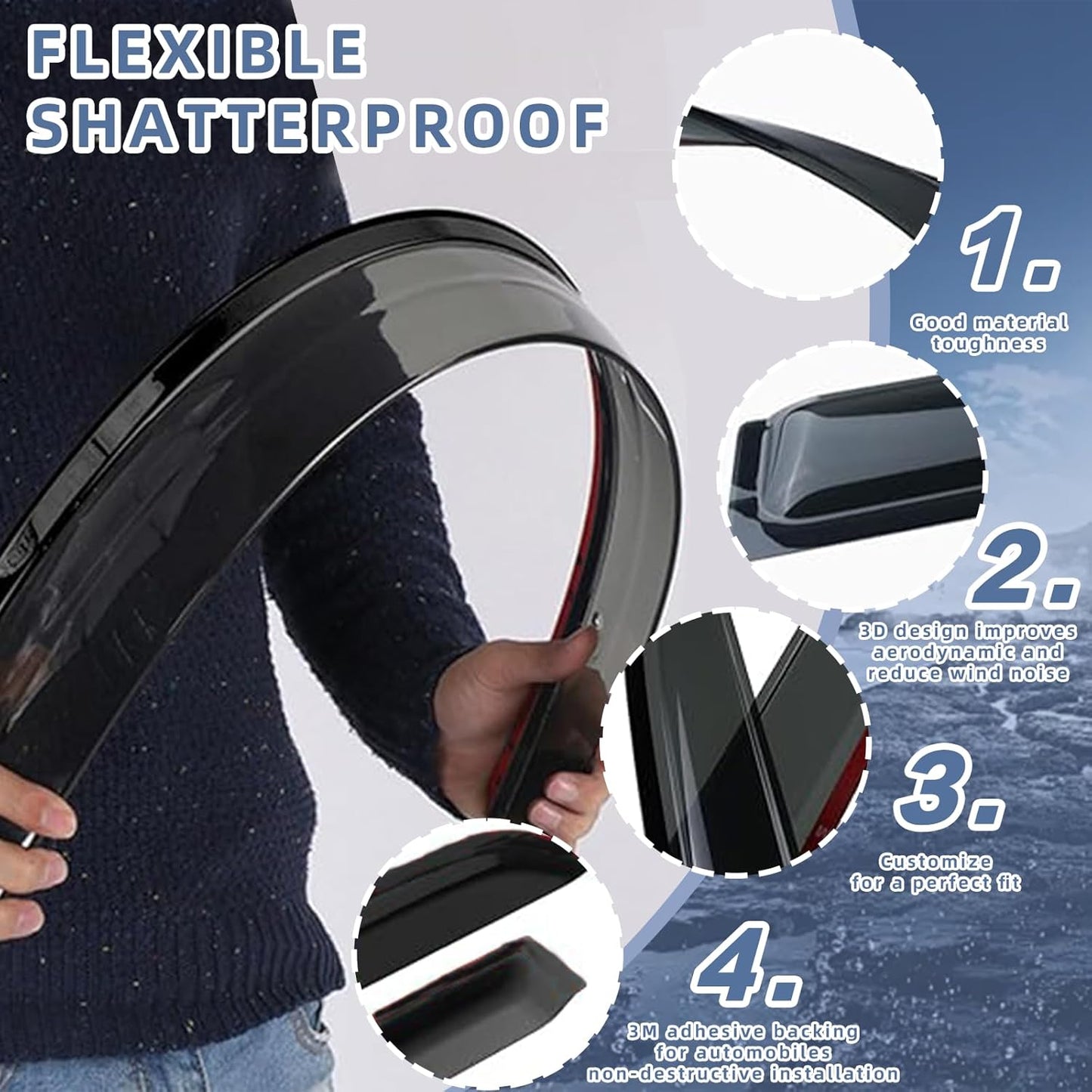 Window Visors Rain Guards fits 2013 2014 2015 XV CrossTrek, Out-Channel Window Wind Deflectors Vent Shades Accessories for 2016-2017 CrossTrek, 2012-2016 Impreza Hatchback, Dark Smoke 4 Pcs