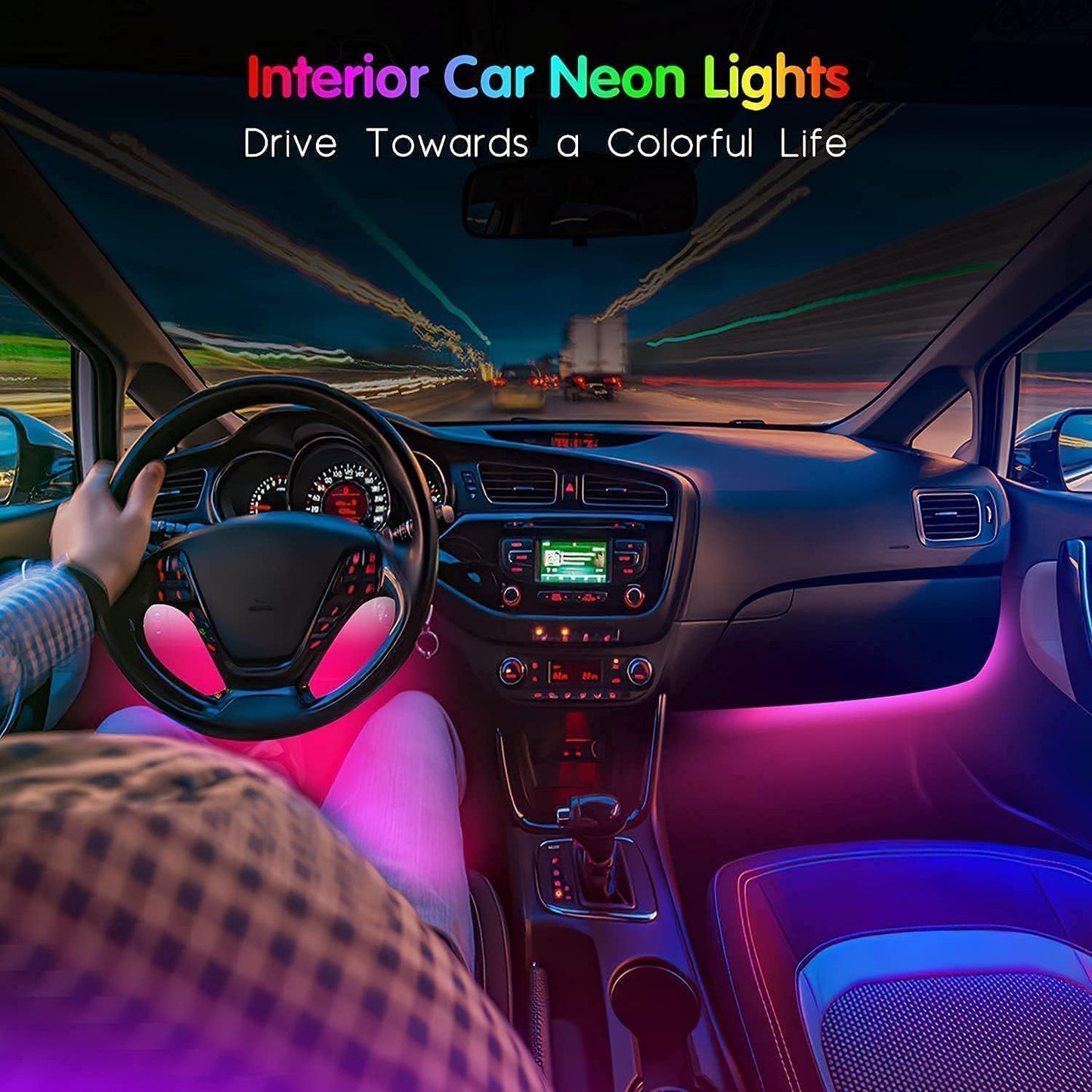 Car LED Strip Light, EJ's SUPER CAR 4pcs 36 LED Multi-Color Car Interior Lights Under Dash Lighting Waterproof Kit with Multi-Mode Change and Wireless Remote Control, Car Charger Included,DC 12V