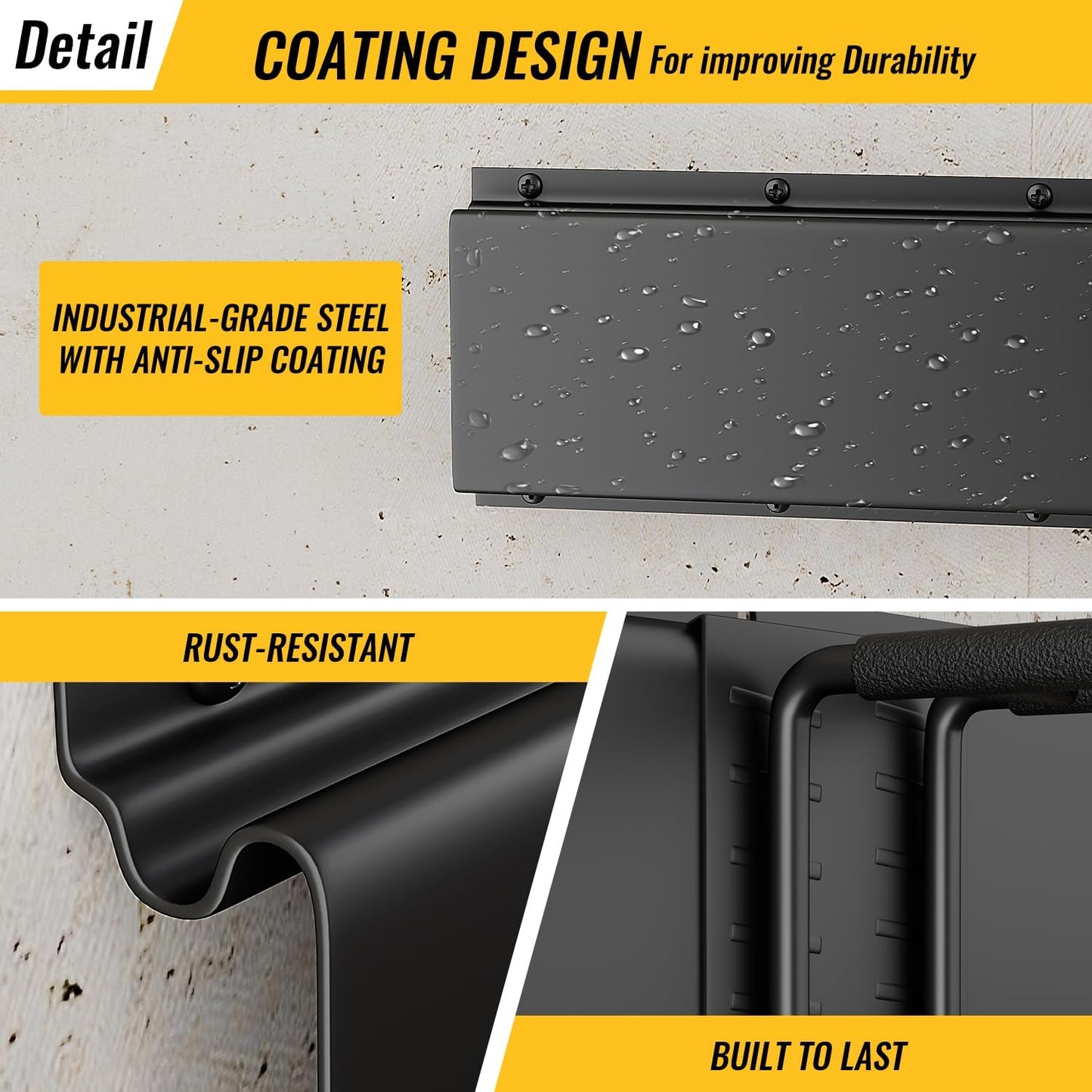 Garage Tool Rack Wall Mount – 32 Inches Heavy-Duty Garden Tool Holder with 4 Adjustable Hanging Hooks – Garage Wall Storage Organizer for Shovel, Rake – Max Load 360 lbs (32 inch)