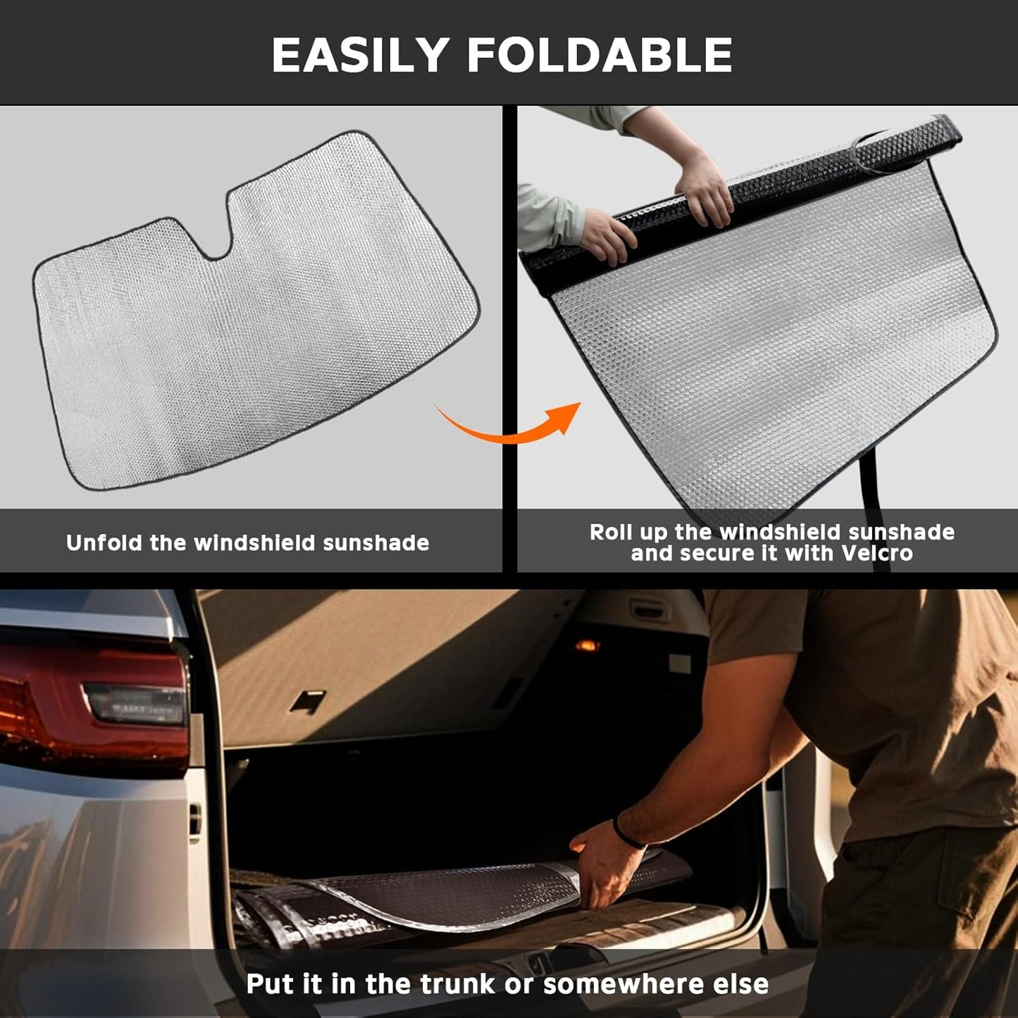 Windshield Sun Shade for Audi A4 2017-2024 - 5-Layer Bubble Foldable Front Window Shade Sun Visor Accessories - Blocks Heat & UV Rays
