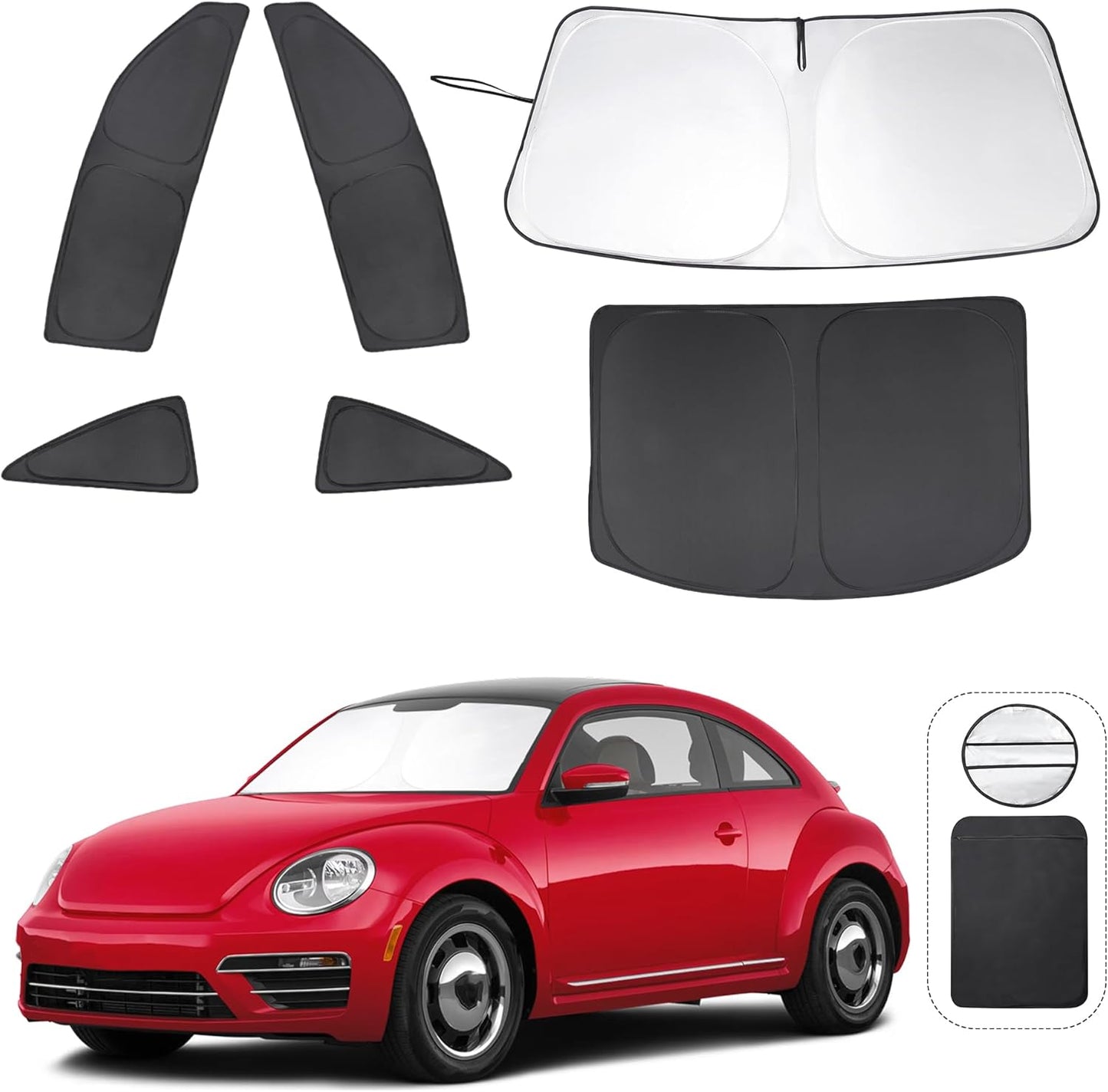 TINGLU Window Shades for Volkswagen VW Beetle 2012-2019 Accessories Car Side Full Windows Windshield Sun Shade Sun UV Rays & Privacy Protection for Camping,Napping,and Relaxing 6PCS