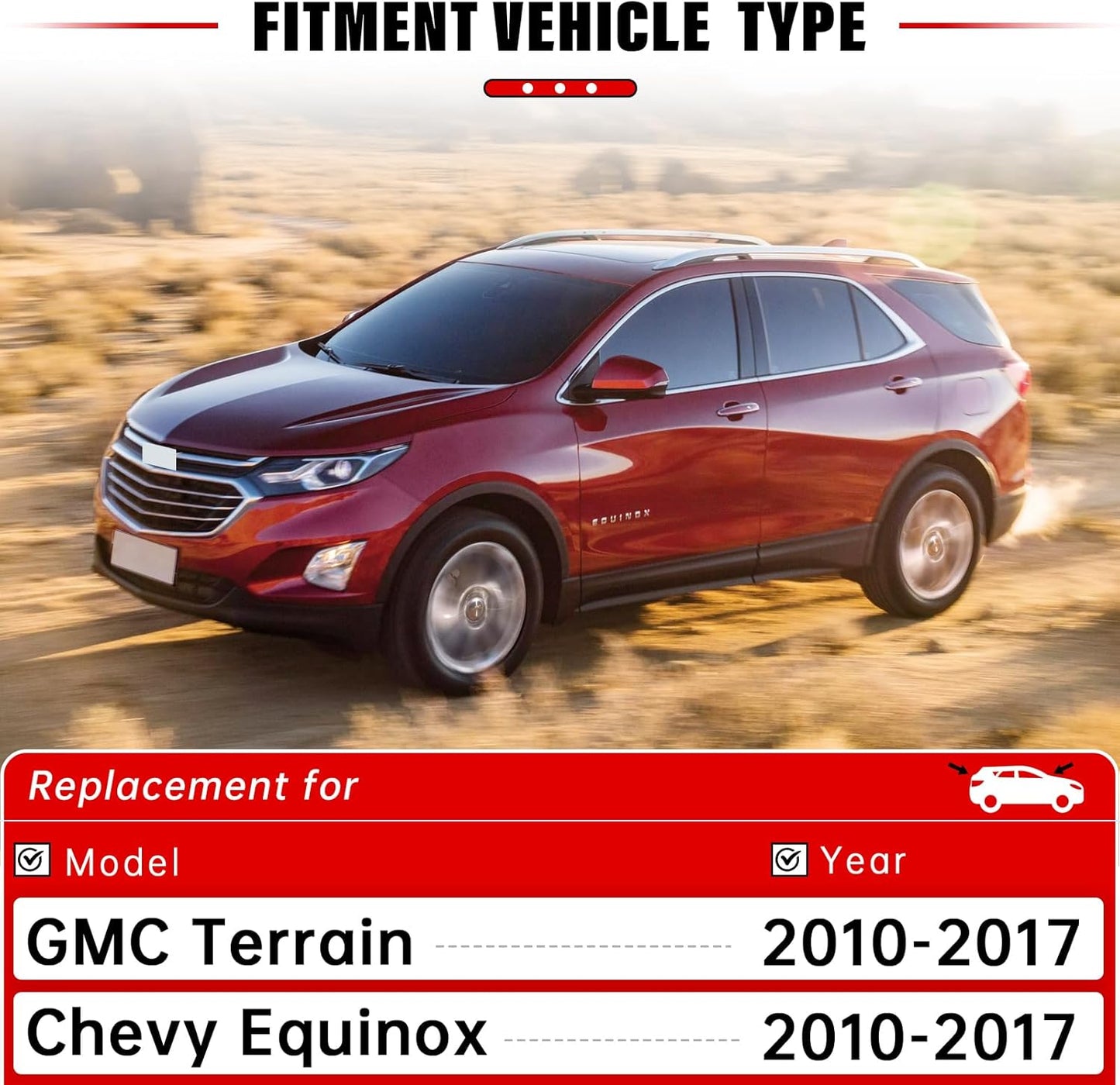 Windshield Wiper Blades Replacement for 2010-2017 Chevrolet Chevy Equinox GMC Terrain Original Factory Quality Front Rear Wipers Blade Set for My Car - 24" 17" 13" (Pack of 3)