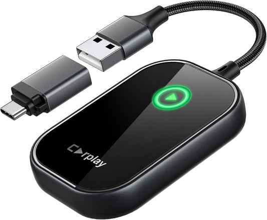 Wireless CarPlay Adapter, Converts Wired to Wireless CarPlay Dongle for Apple iPhone, Plug & Play Auto Connect Zero Latency fits for Cars from 2015 & iOS 10+ Black