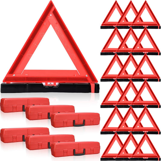 Kanayu Warning Triangle DOT Approved Foldable Emergency Safety Triangles Reflective Road Safety Triangle with Carrying Case Heavy Base Roadside Safety Warning Sign for Car Truck(9 Pcs)
