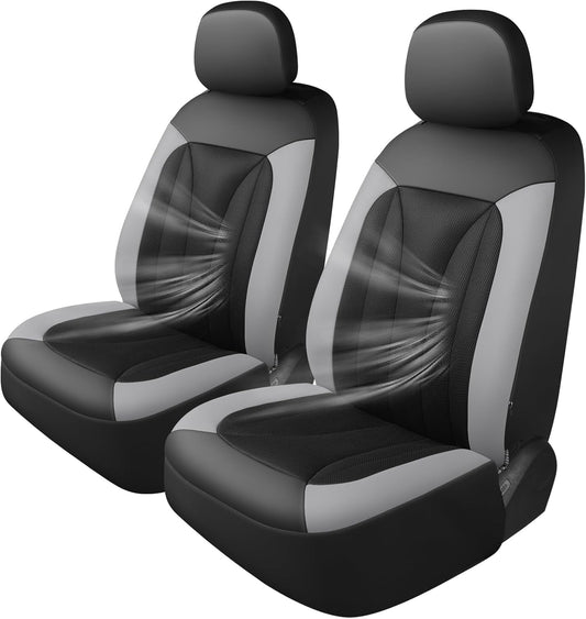 GIANT PANDA Fit Chevy Silverado 1500 2500 3500 Front Car Seat Cover, 3D Air Mesh Breathable Seat Protector, Grey(2-Pack)