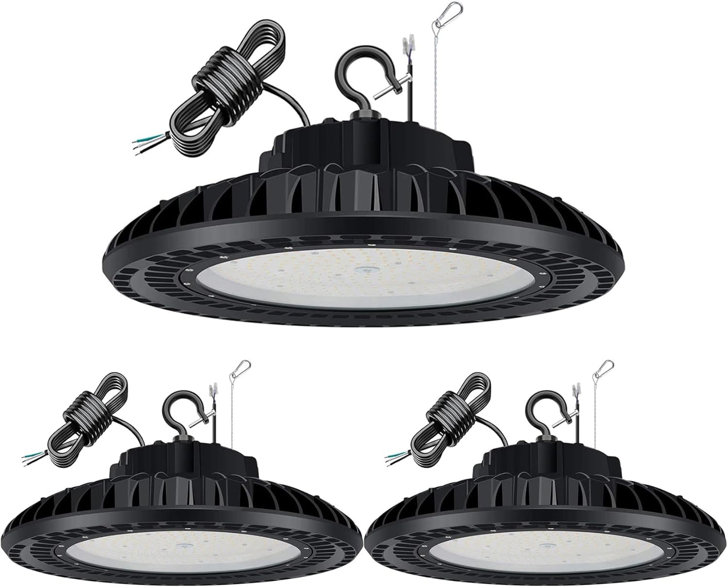 3 Pack 300W LED High Bay Light, UL&DLC Listed 41000LM Dimmable UFO High Bay LED Lights for Warehouse, 5000K Daylight IP65 Waterproof Commercial Bay Lighting 𝐀𝐂𝟏𝟎𝟎-𝟐𝟕𝟕𝐕