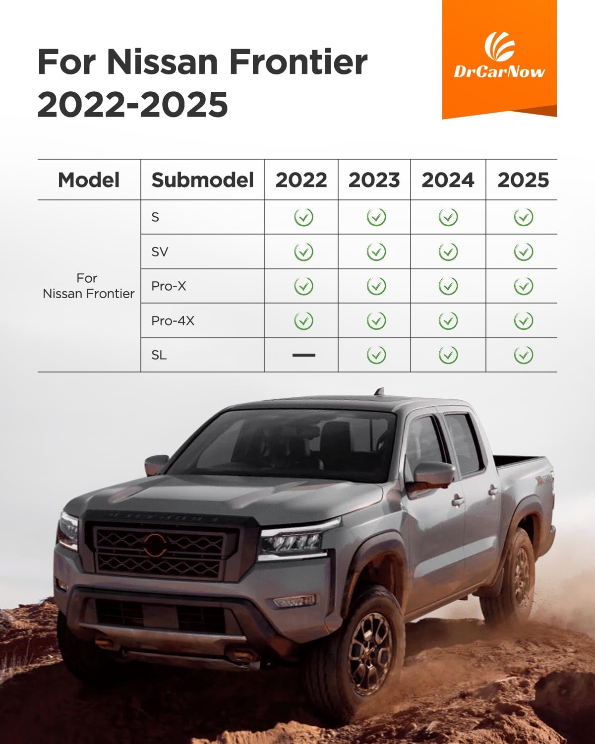 DrCarNow Floor Mats for Nissan Frontier 2025 2024 2023 2022 Crew Cab with 2nd Row Under-Seat Storage,Heavy Duty All-Weather Floor Mats TPE Liners,Custom Fit 2 Row Set for Nissan Frontier Accessories