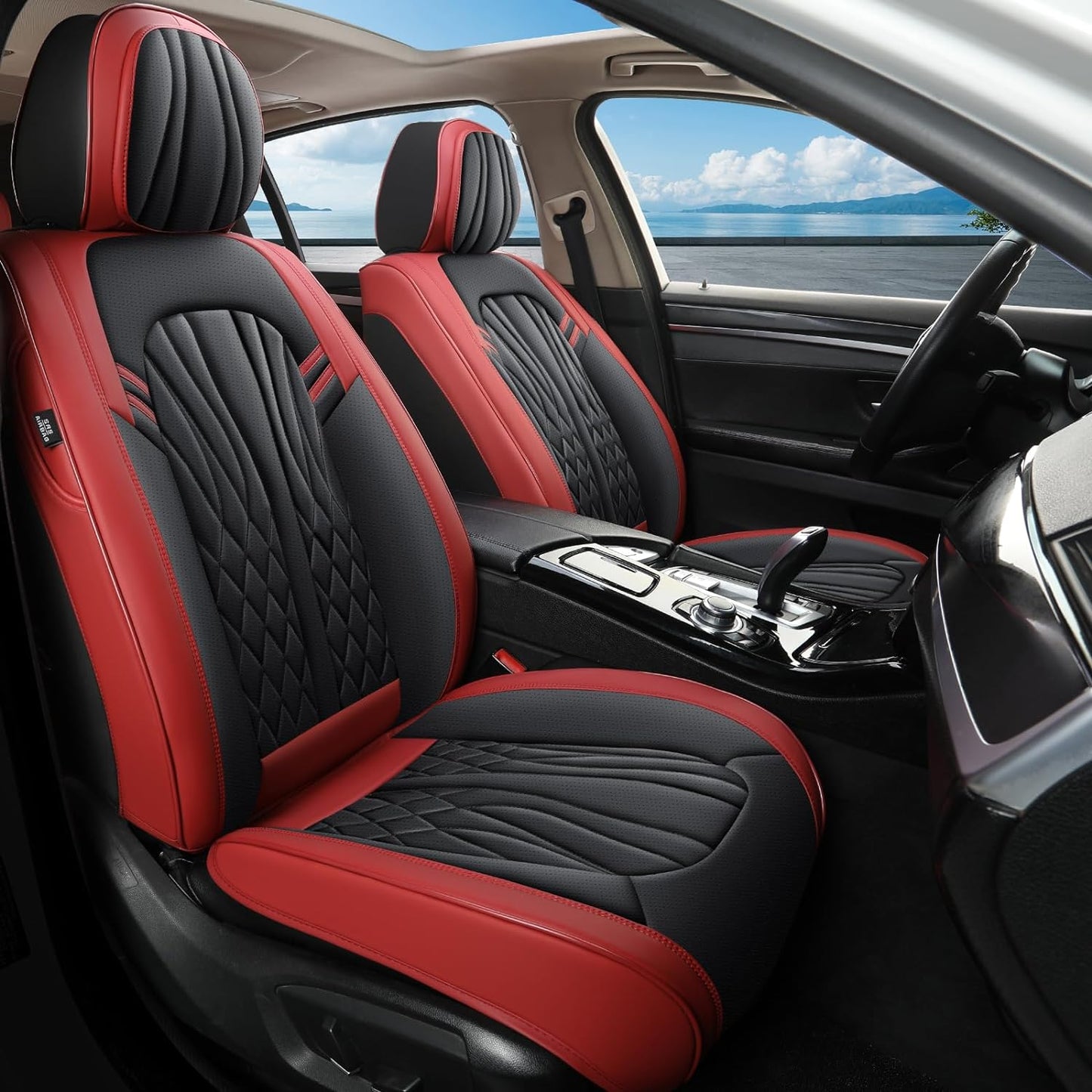 Leather Car Seat Covers,Car Seat Protector Waterproof,Seat Covers Full Set, Car Seat Protectors 5 Seats,Automotive Seat Covers Fit Most Cars Wine Red