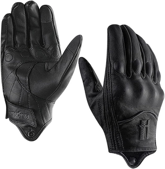 Harssidanzar Women's Motorcycle Gloves,Leather Motorcycle Gloves, Motorbike Gloves, Road Racing, Cycling, Climbing, Powersports Gloves Touchscreen GL016