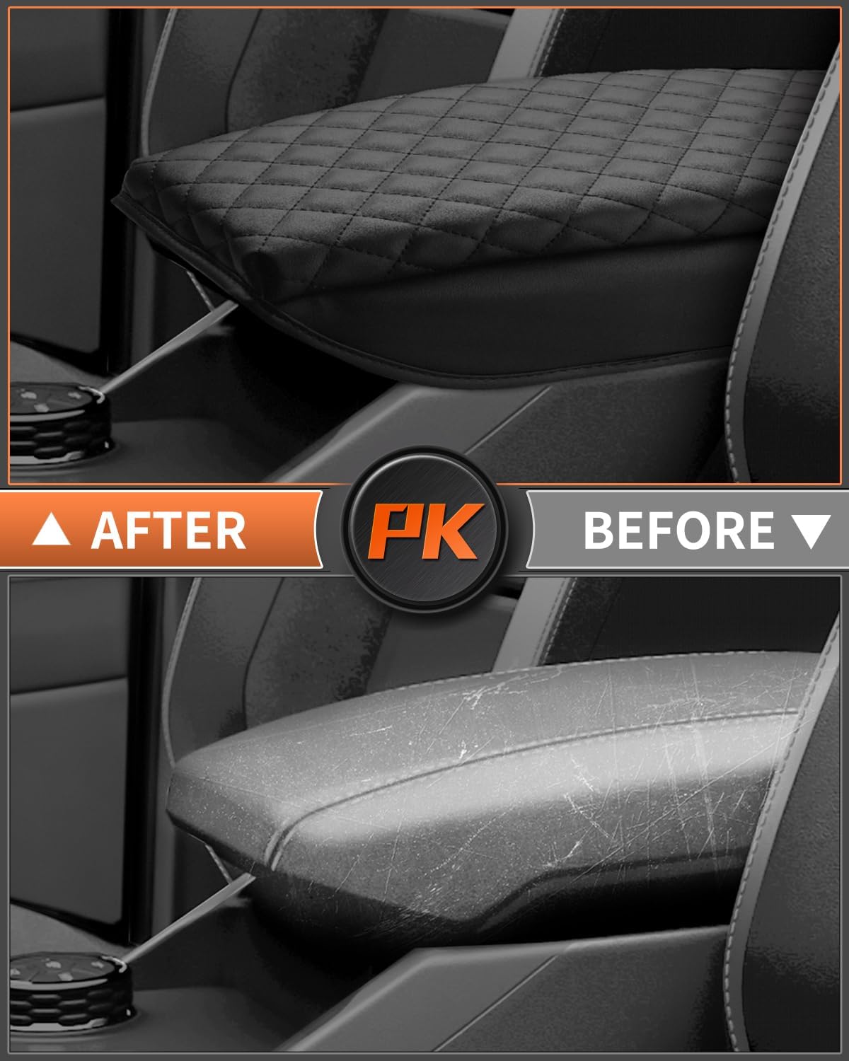 Shademax Center Console Cover for Ford Ranger 2024 2025 2026 Accessories, Ranger Armrest Cover Cushion Pad Middle Console Cover Armrest Seat Box Protector PU Leather Anti-Scratch Black