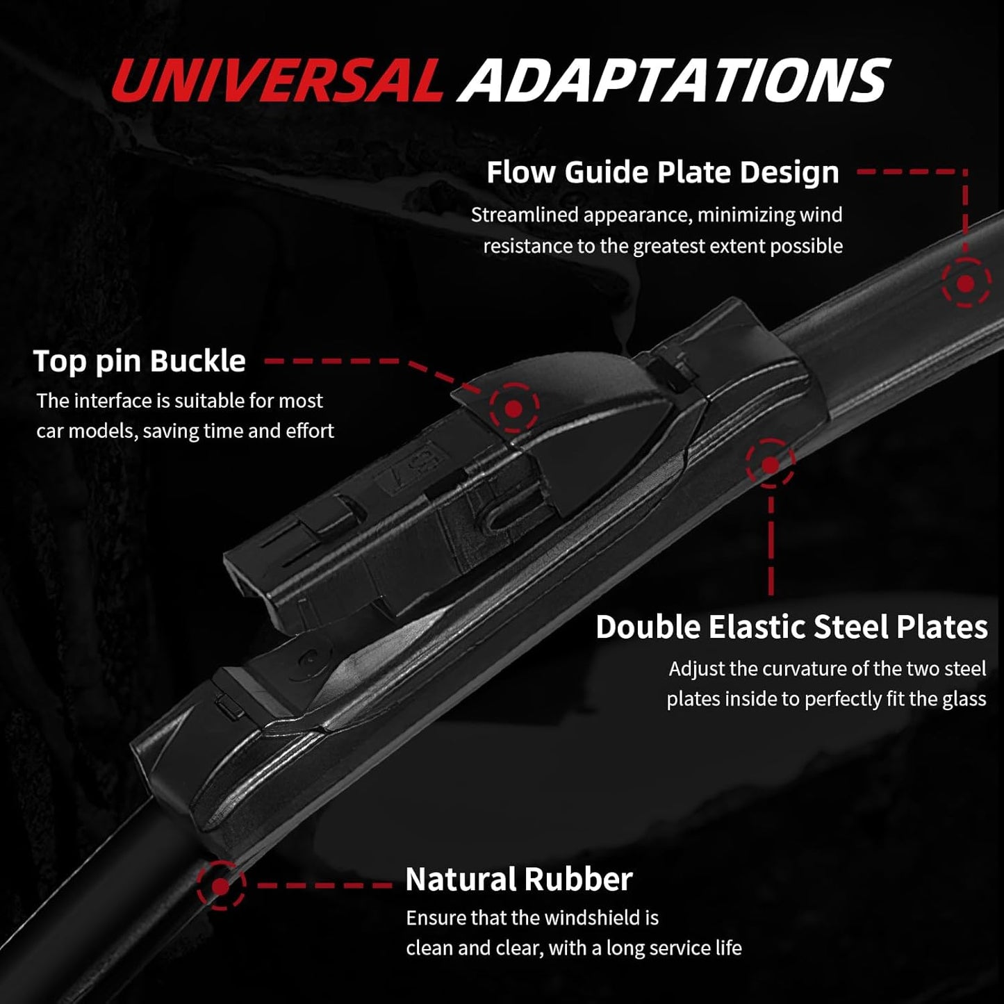 OTUAYAUTO Premium Windshield Wiper Blades - Replacement for Toyota Prius 2016-2023 - Precision Fit, All-Weather Performance, Front and Rear Wiper Blades, Top Lock - 28"+16"+16" (Pack of 3)