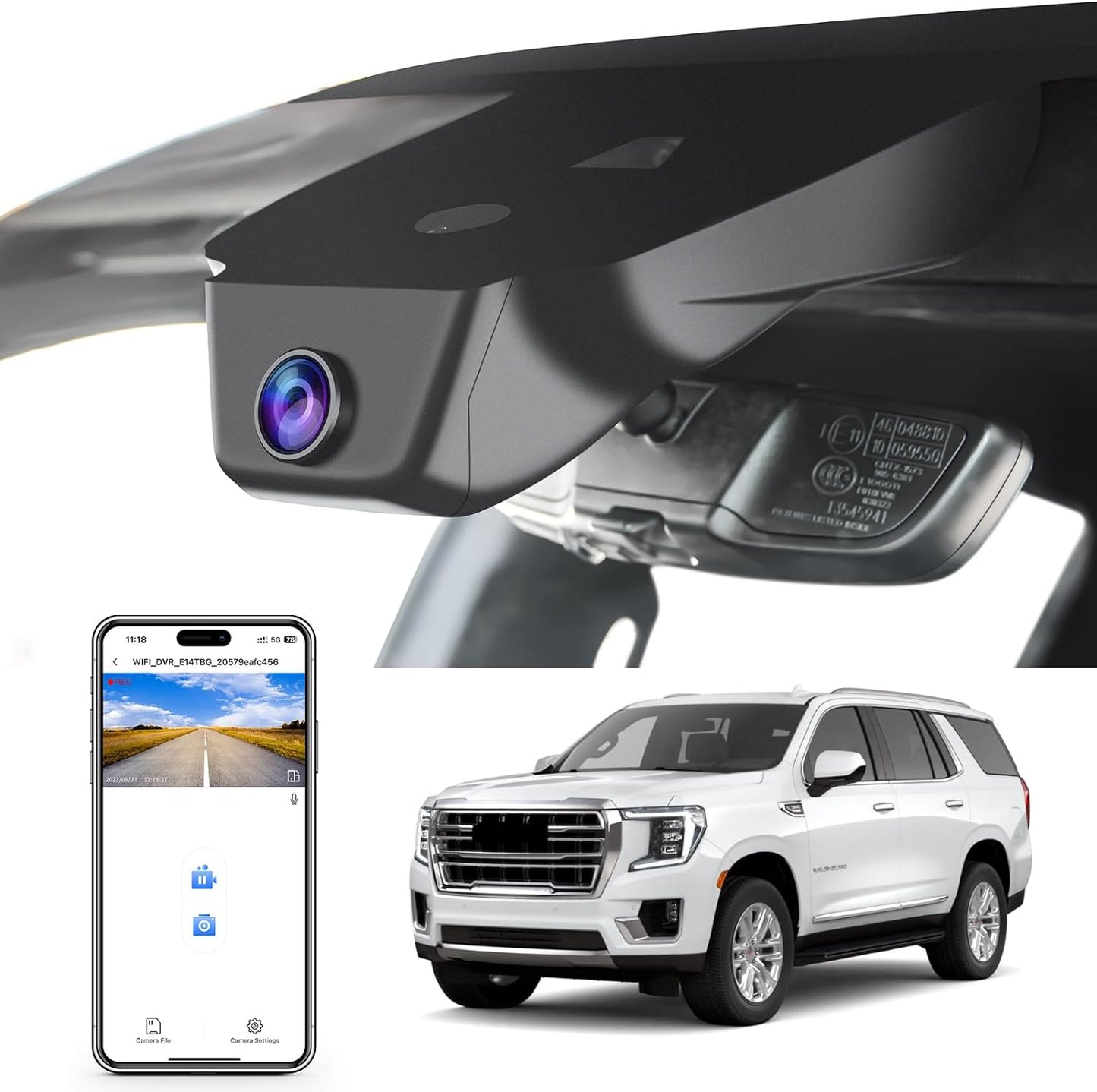 4K Dash Cam Custom fit for GMC Yukon, Yukon XL 2023 2024 2025 (Model A), SLE SLT AT4 Denali Ultimate, Integrated OEM Look, UHD 2160P Video, WiFi & App, G-Sensor, Easy to Install, 128GB Card