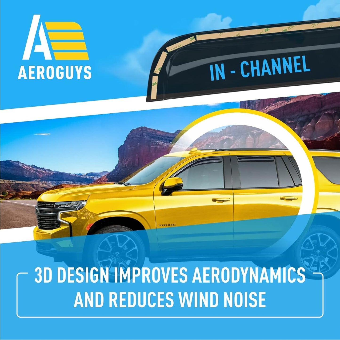 Extra Durable Window Deflectors in-Channel Window Visors Rain Guards Fit for Chevrolet (Chevy) Tahoe 2021-2025, Sun Visors, Wind Vent for Shades, Exterior Car Accessories - 4pcs. AG0524