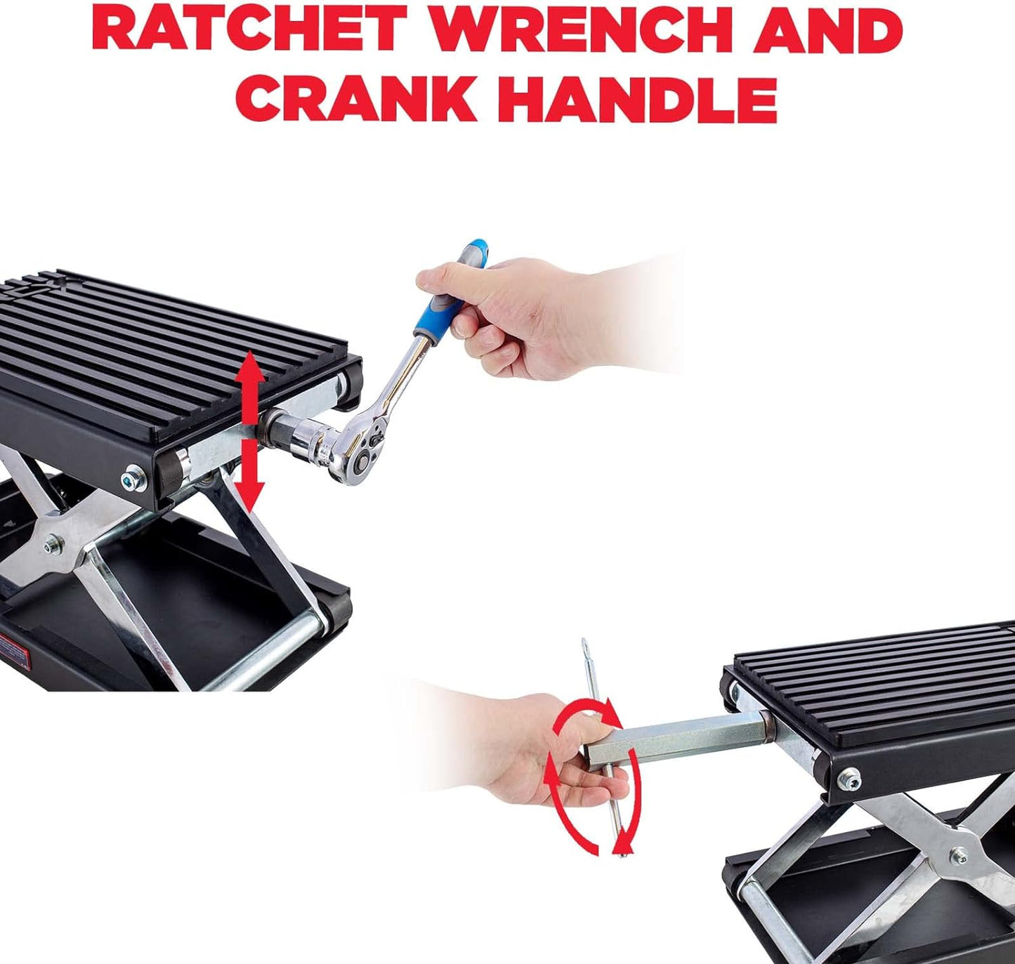 CXRCY 1400 LBS Motorcycle Lift Scissor Jack with Handle,Carbon Steel Upgraded Dirt Bike ATV Steel Motorcycle Hoist Stand with Ratchet Wrench,Crank Handle