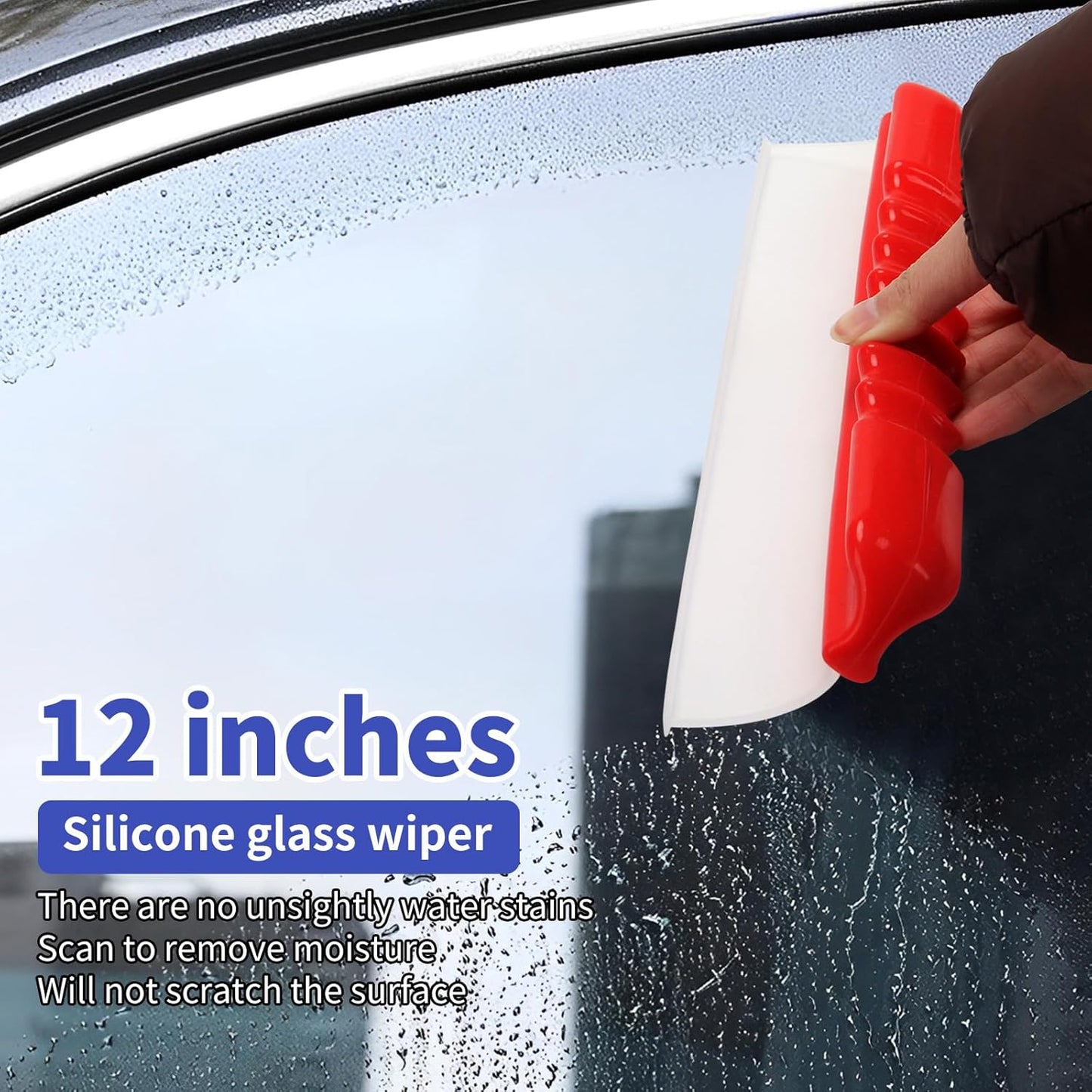 2 Pack 12inch car Squeegee,Silicone Squeegee,car Window Squeegee,Flexible T-Bar Water Blade for Car for Car Or Home Use,Washing,Wiping Glass, Mirror,Shower Doors,Red